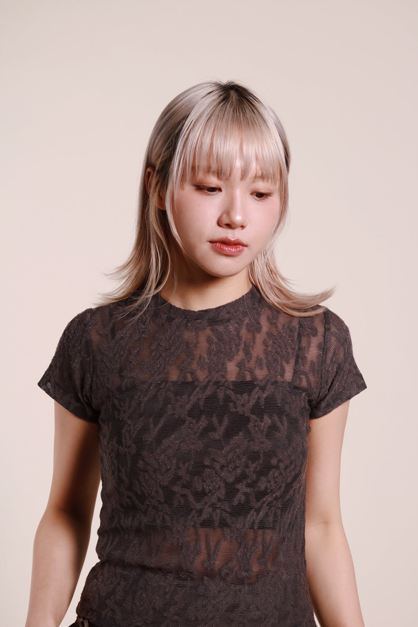 Mesh Flower Top (Charcoal)