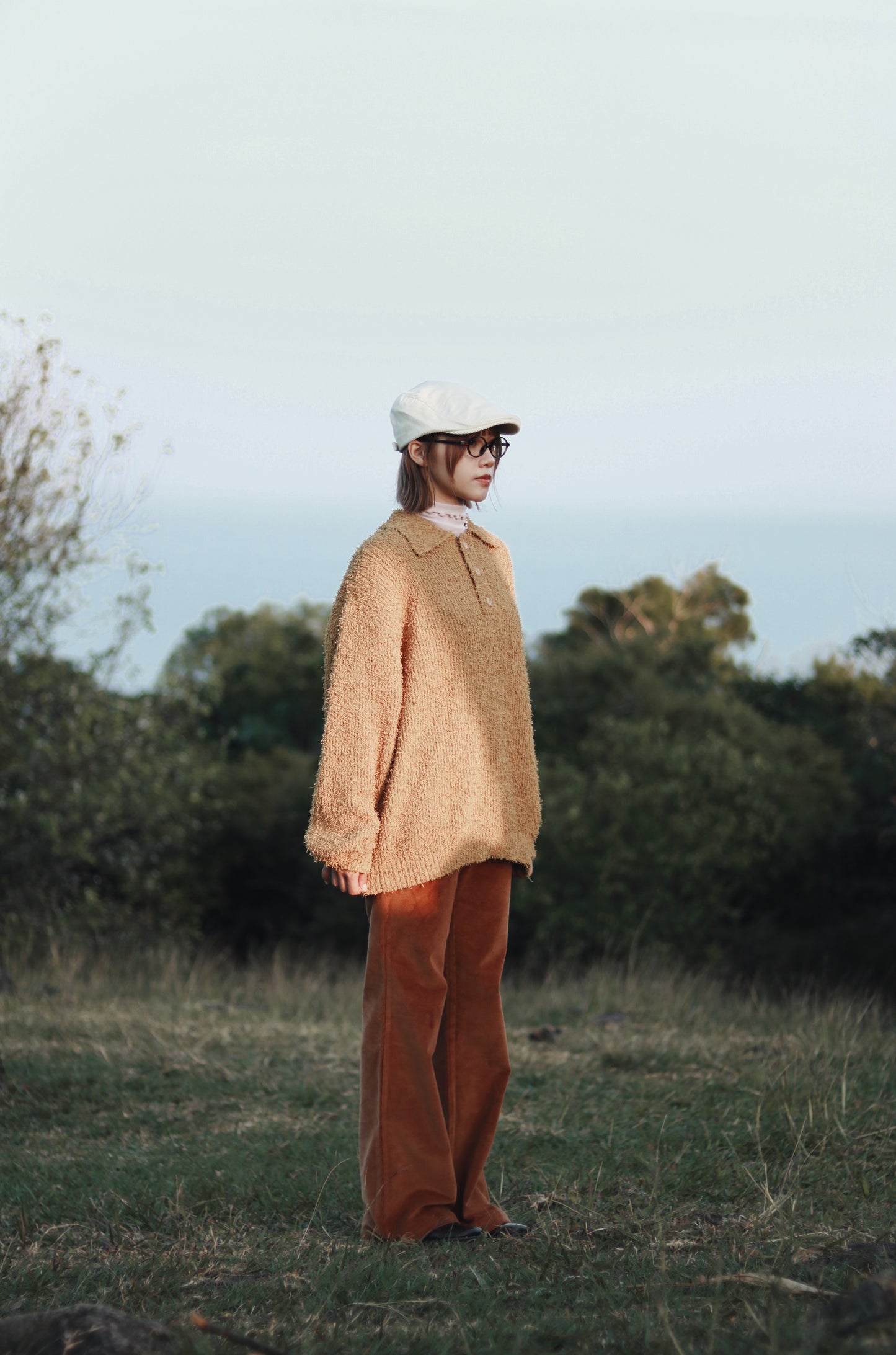 Corduroy Bootcut Pants (Brown)