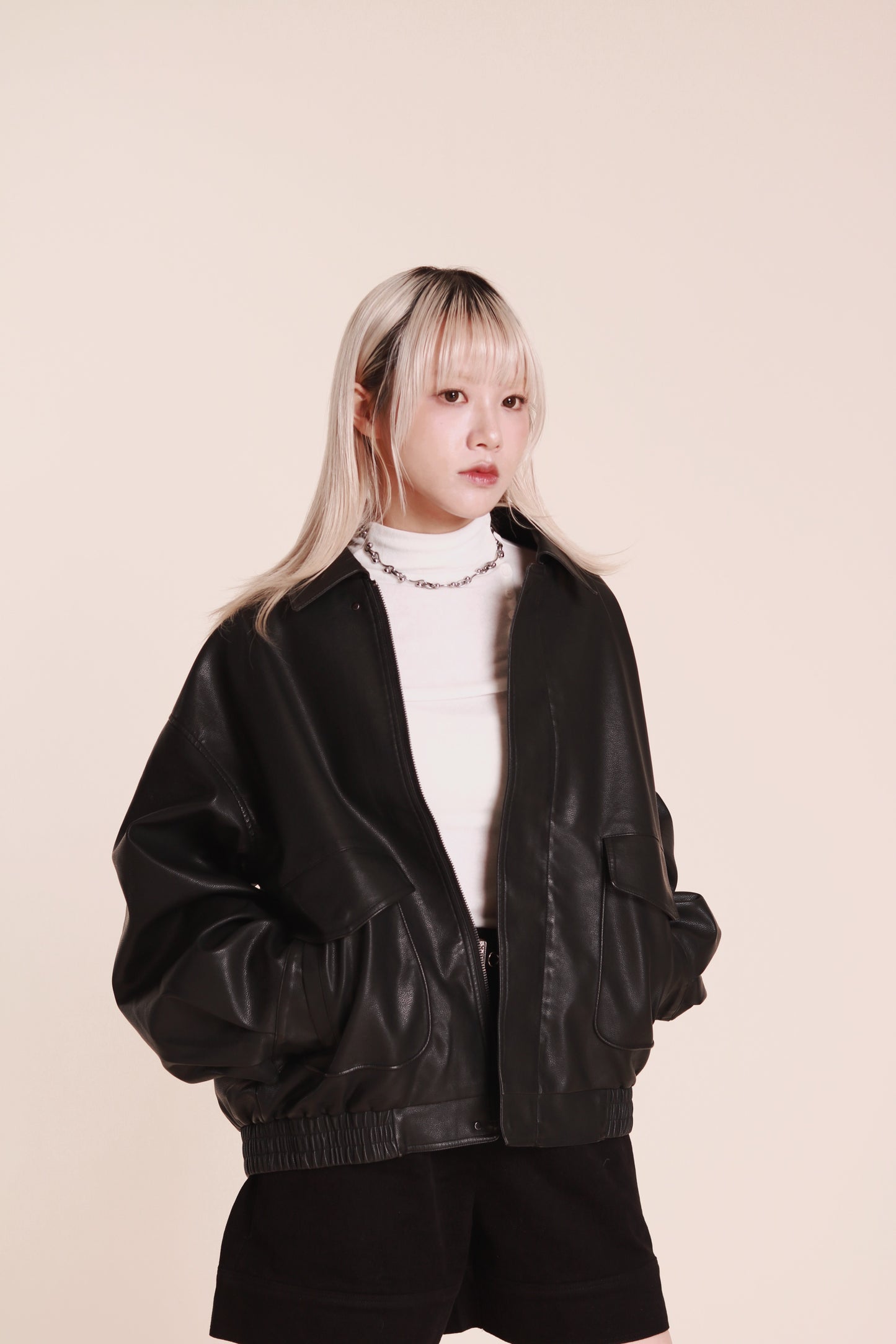 Oversized Leather Jacket (Black)