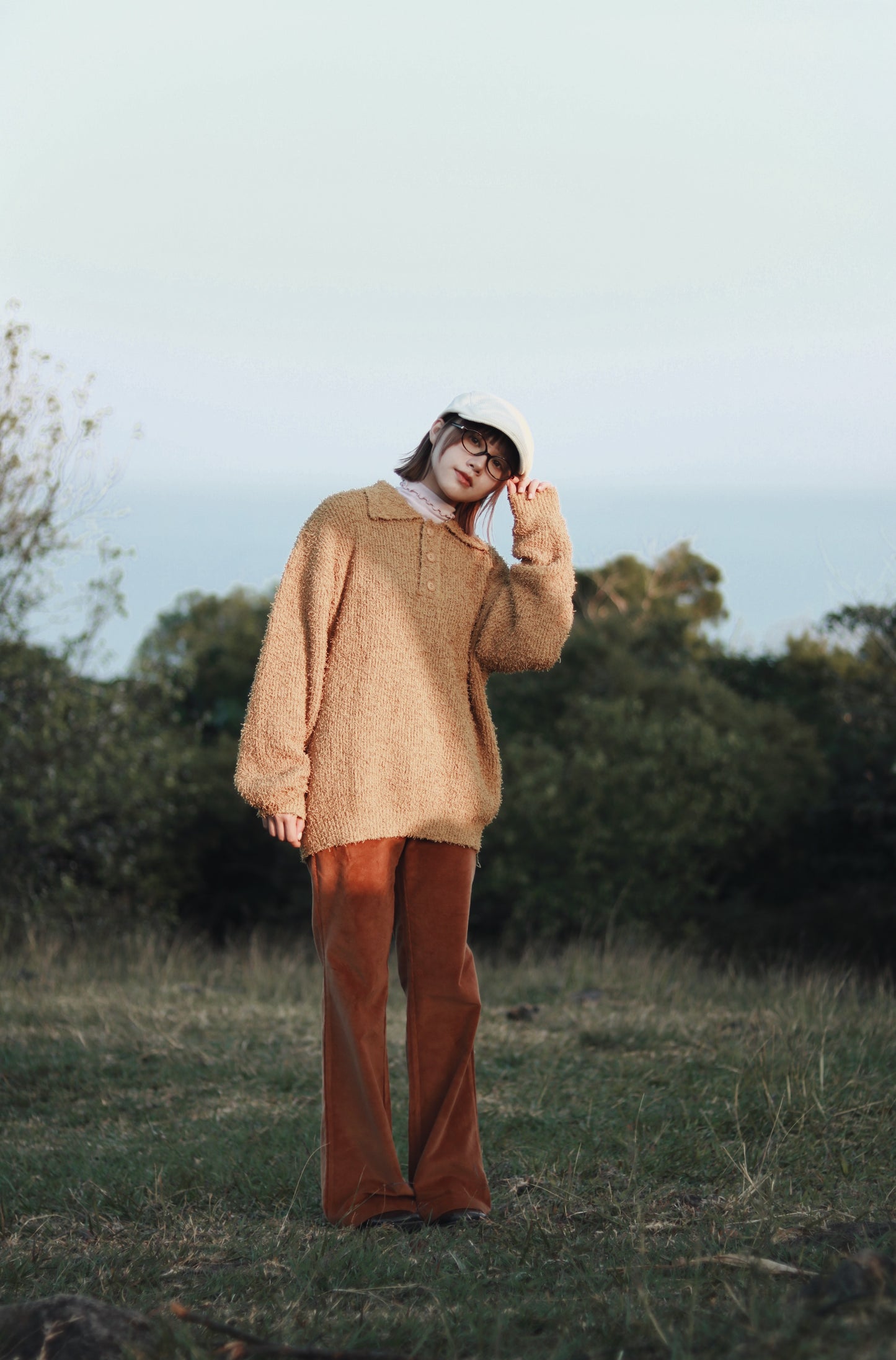 Corduroy Bootcut Pants (Brown)