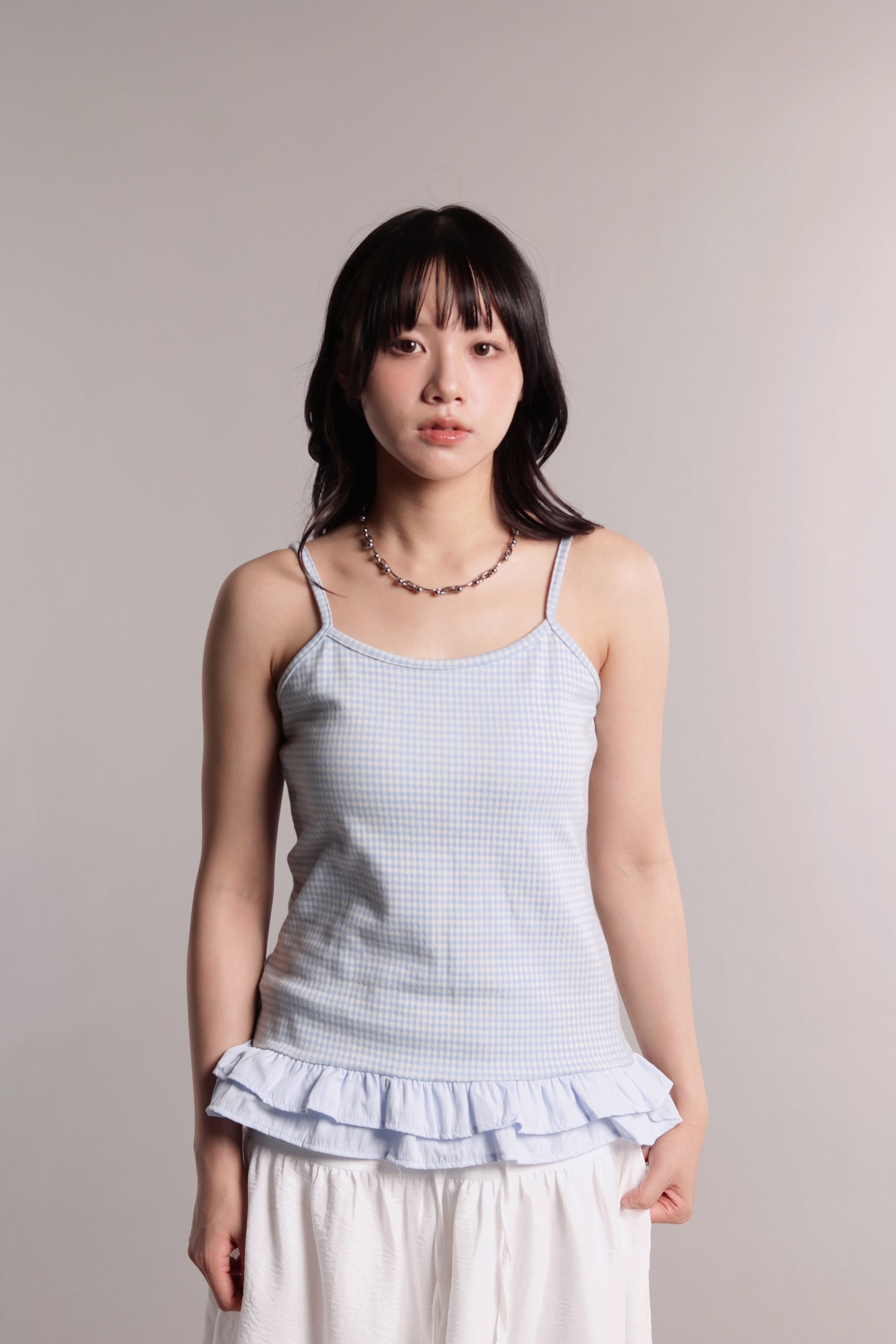 Checkered Ruffle Cami (Blue)