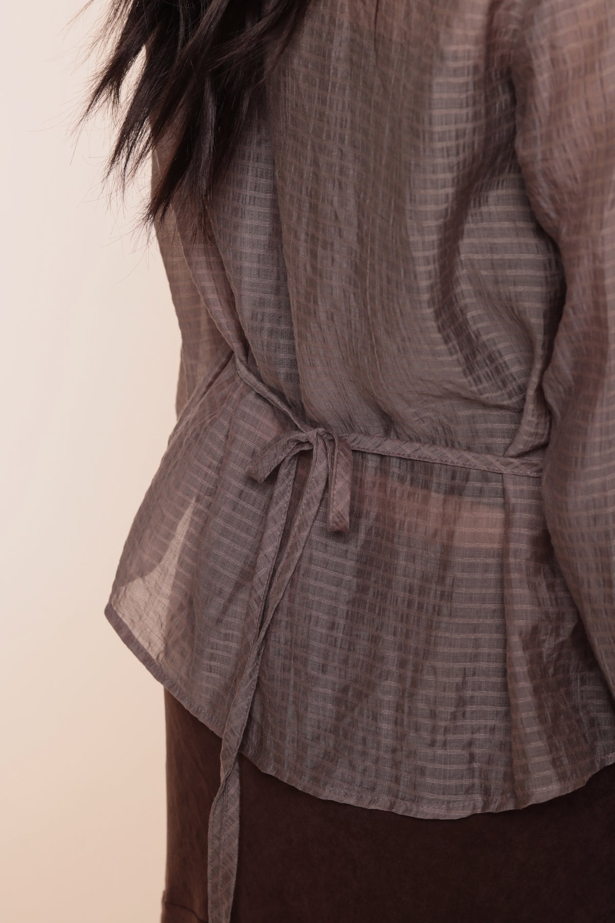 Checkered See Through Shirt (Brown)