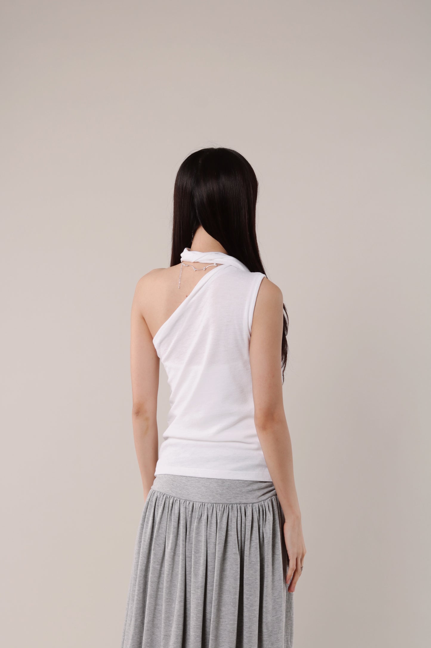 Linen Scarf Top (White)