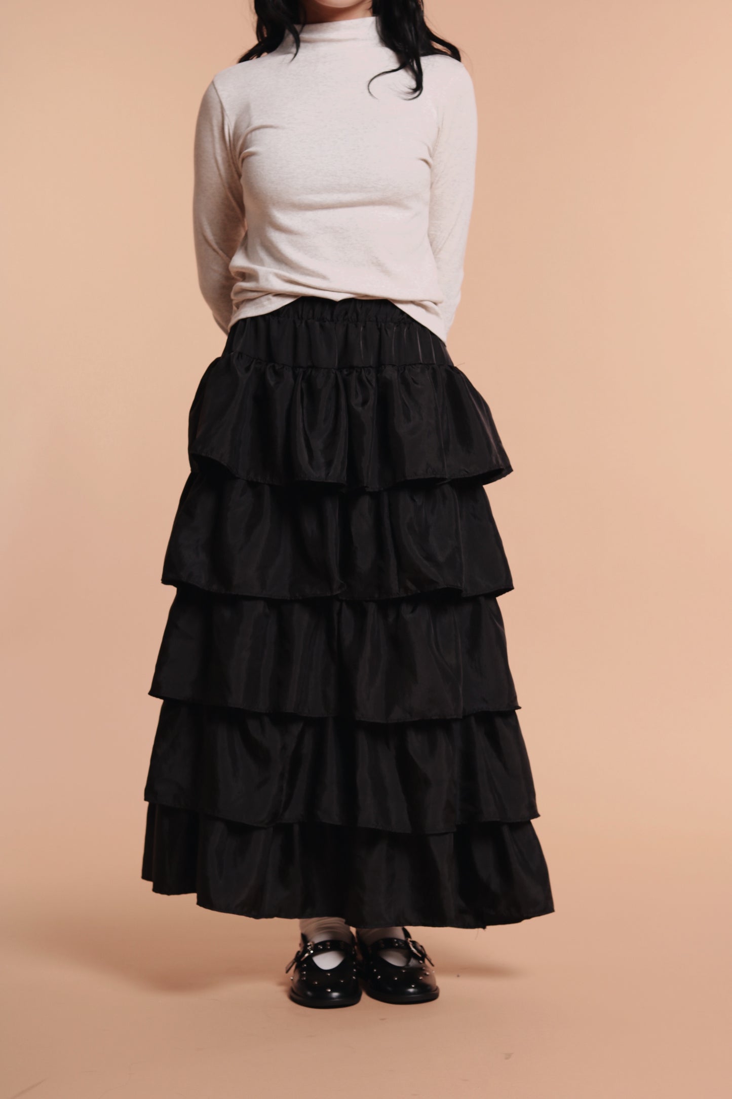 Ruffle Tiered Skirt (Black)