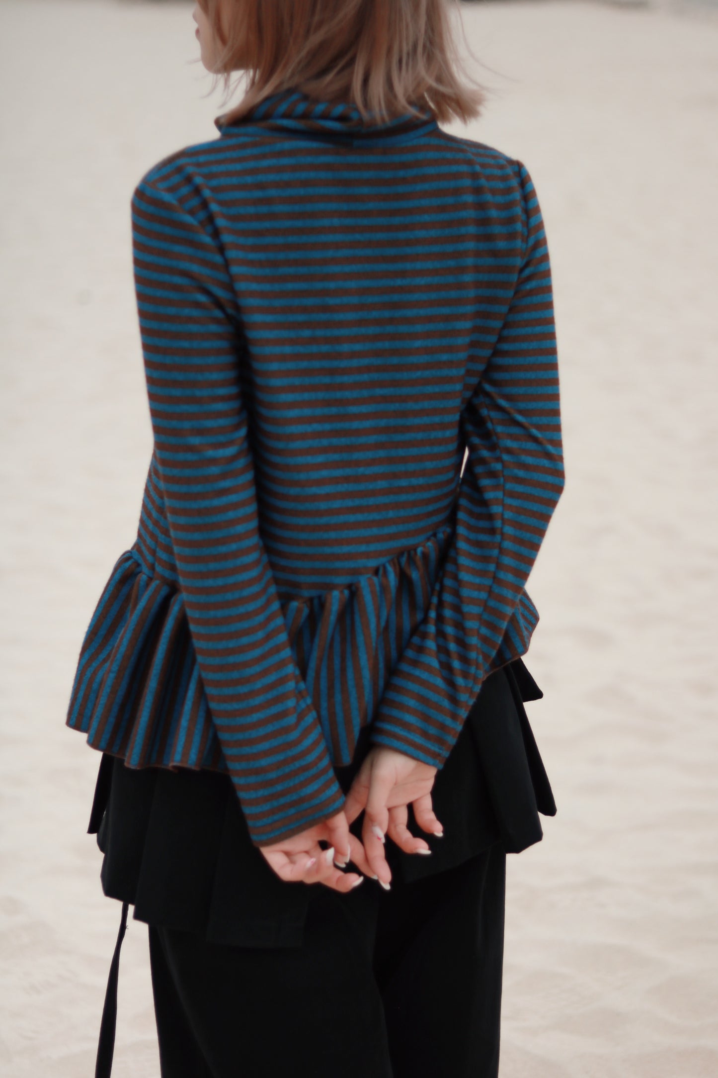 Striped Ruffle Top (Blue)