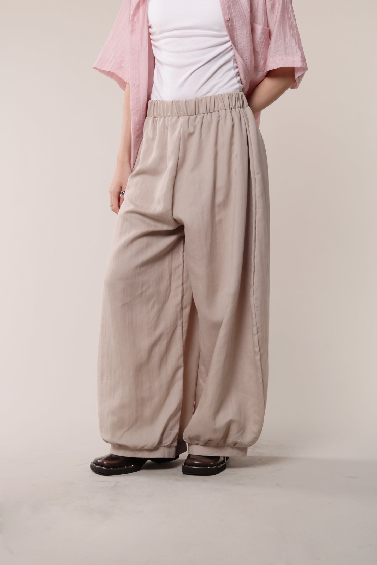 Linen Bubble Pants (Beige)