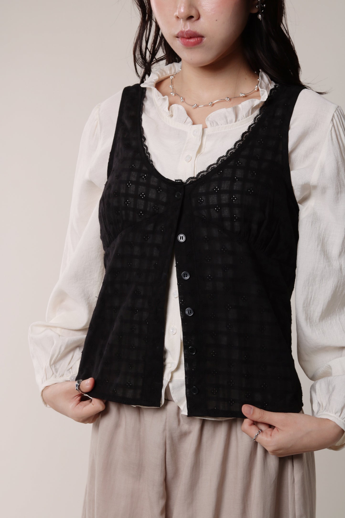 Retro Lace Vest (Black)
