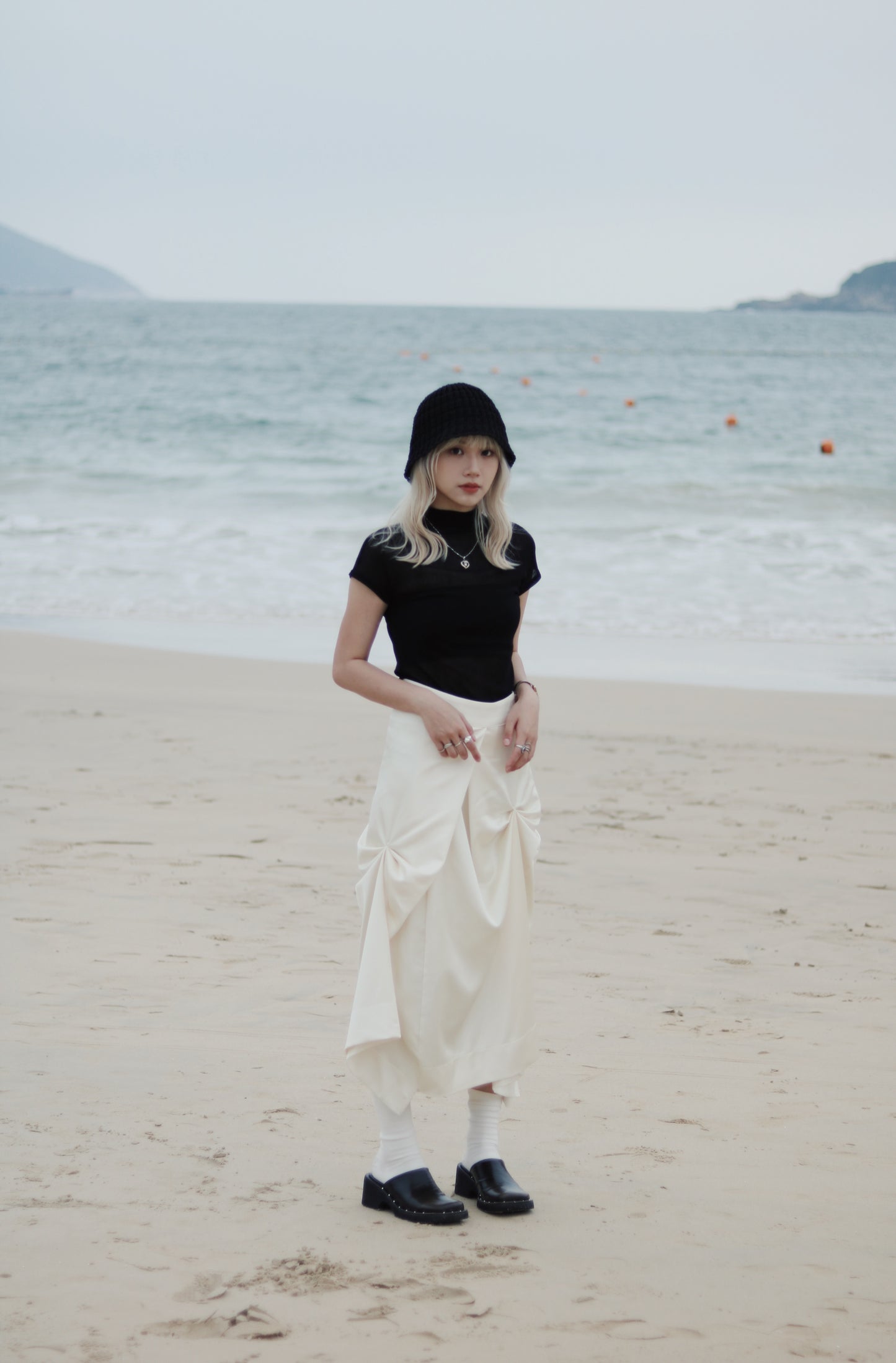 Cap Sleeve Mock Neck Top (Black)