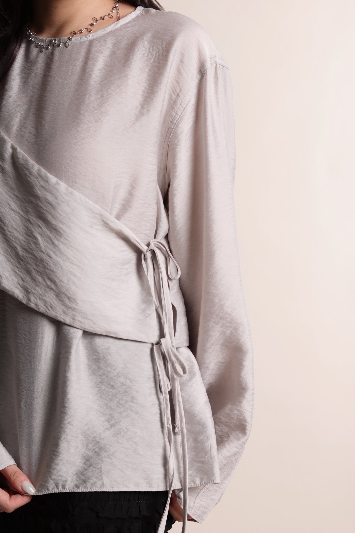 Cami Wrap Blouse (Light Grey)