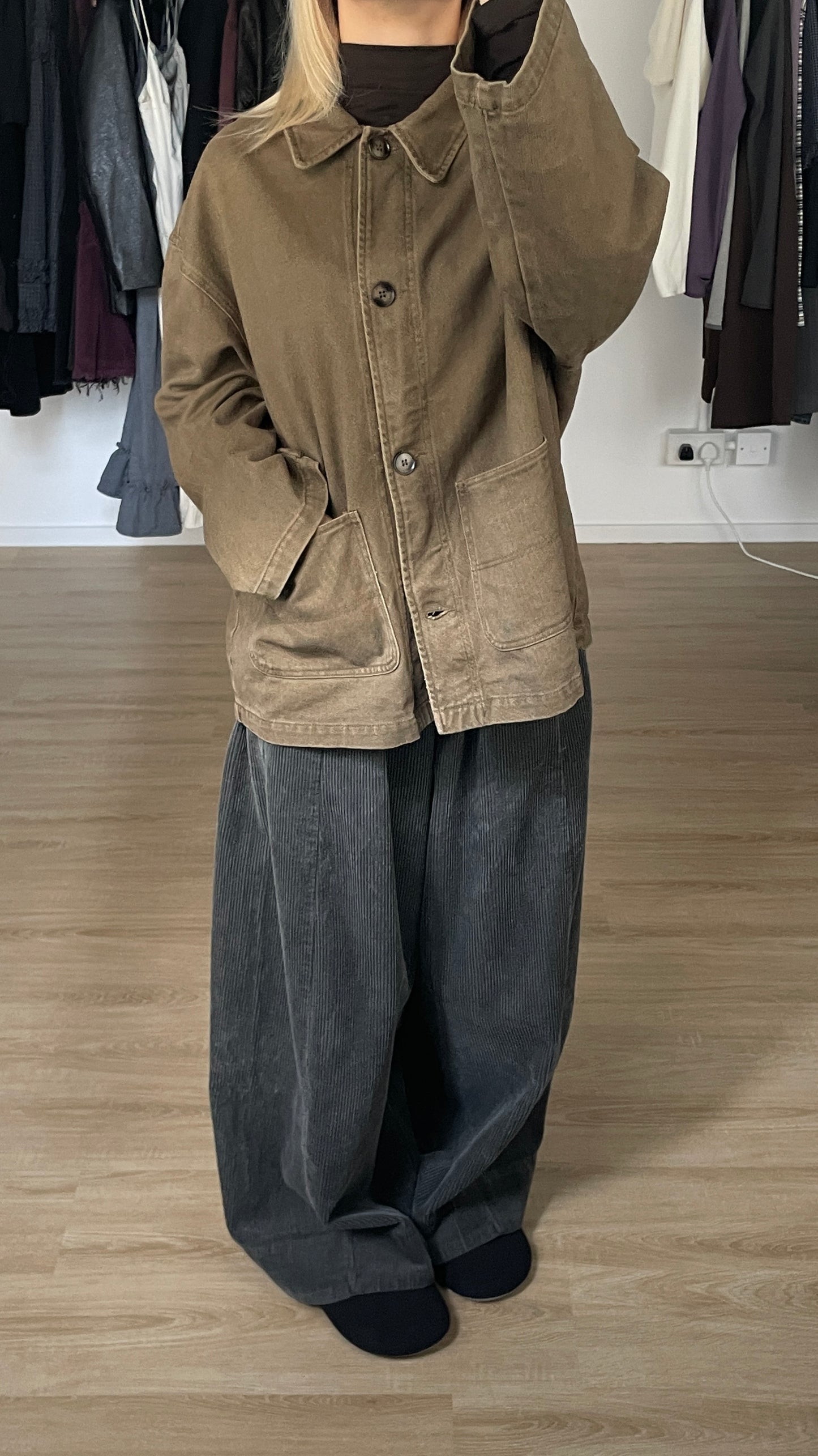 Corduroy Wide Pants (Grey)
