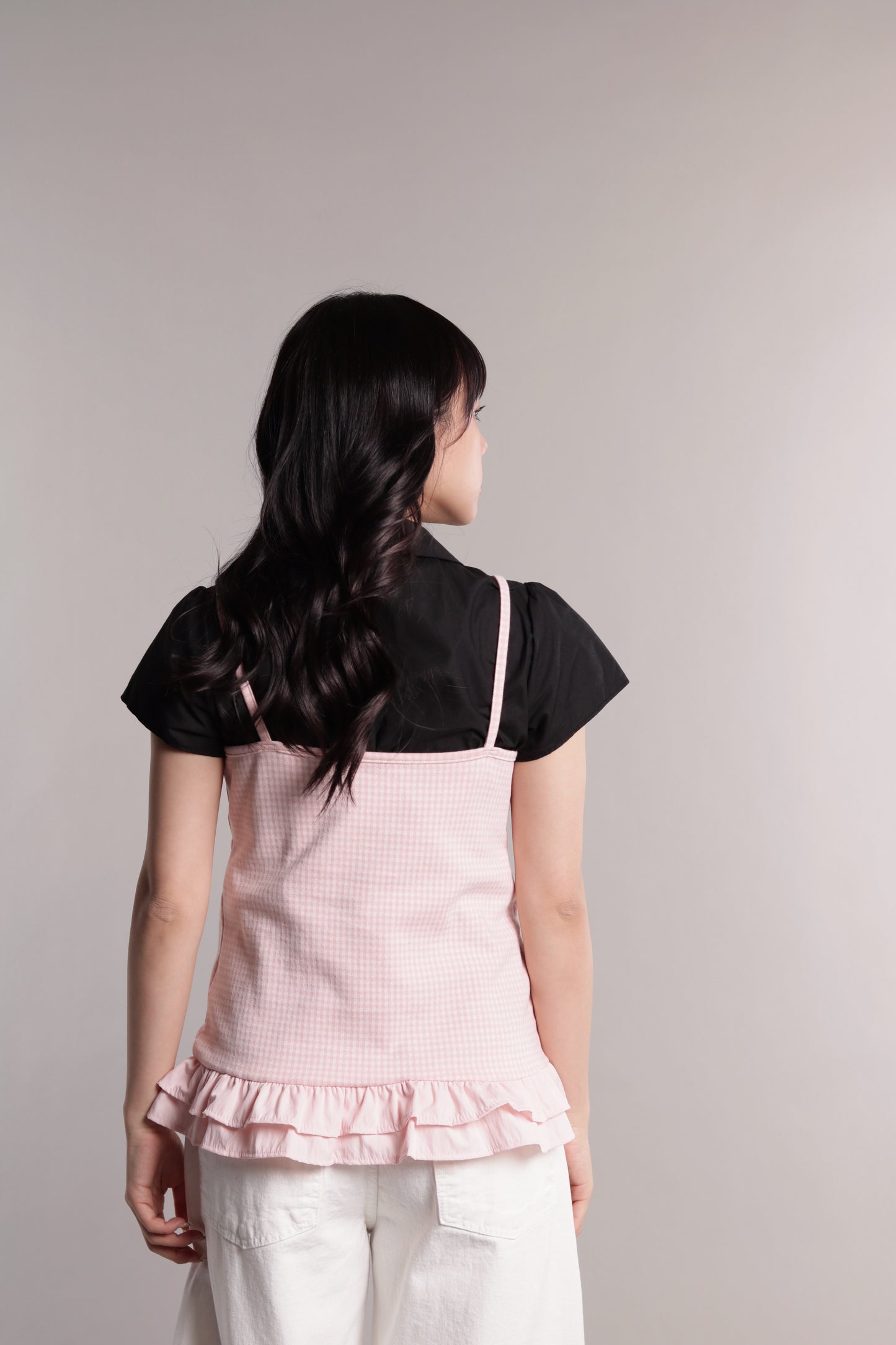 Checkered Ruffle Cami (Pink)