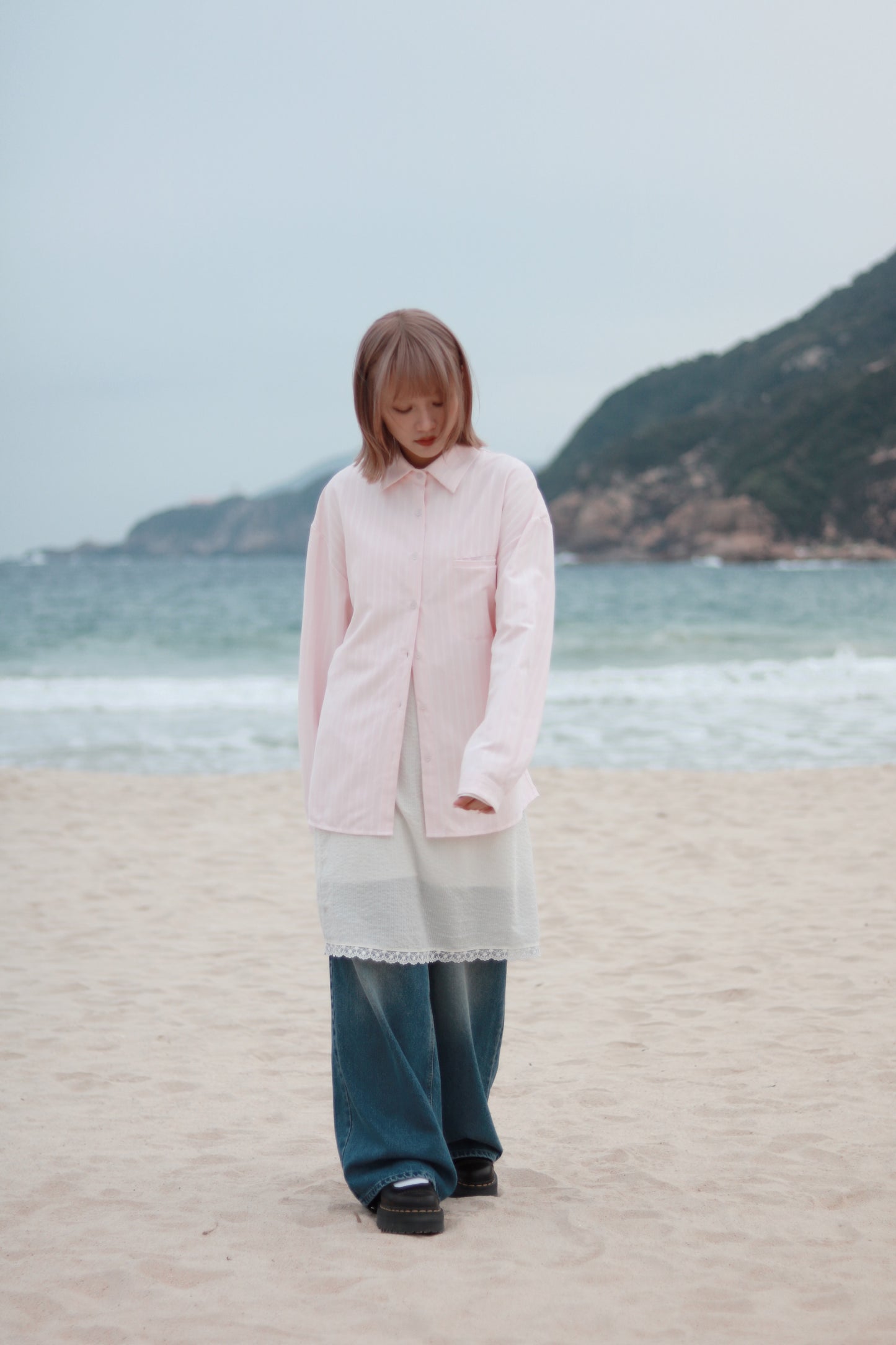 Relaxed Belt Shirt (Pink)