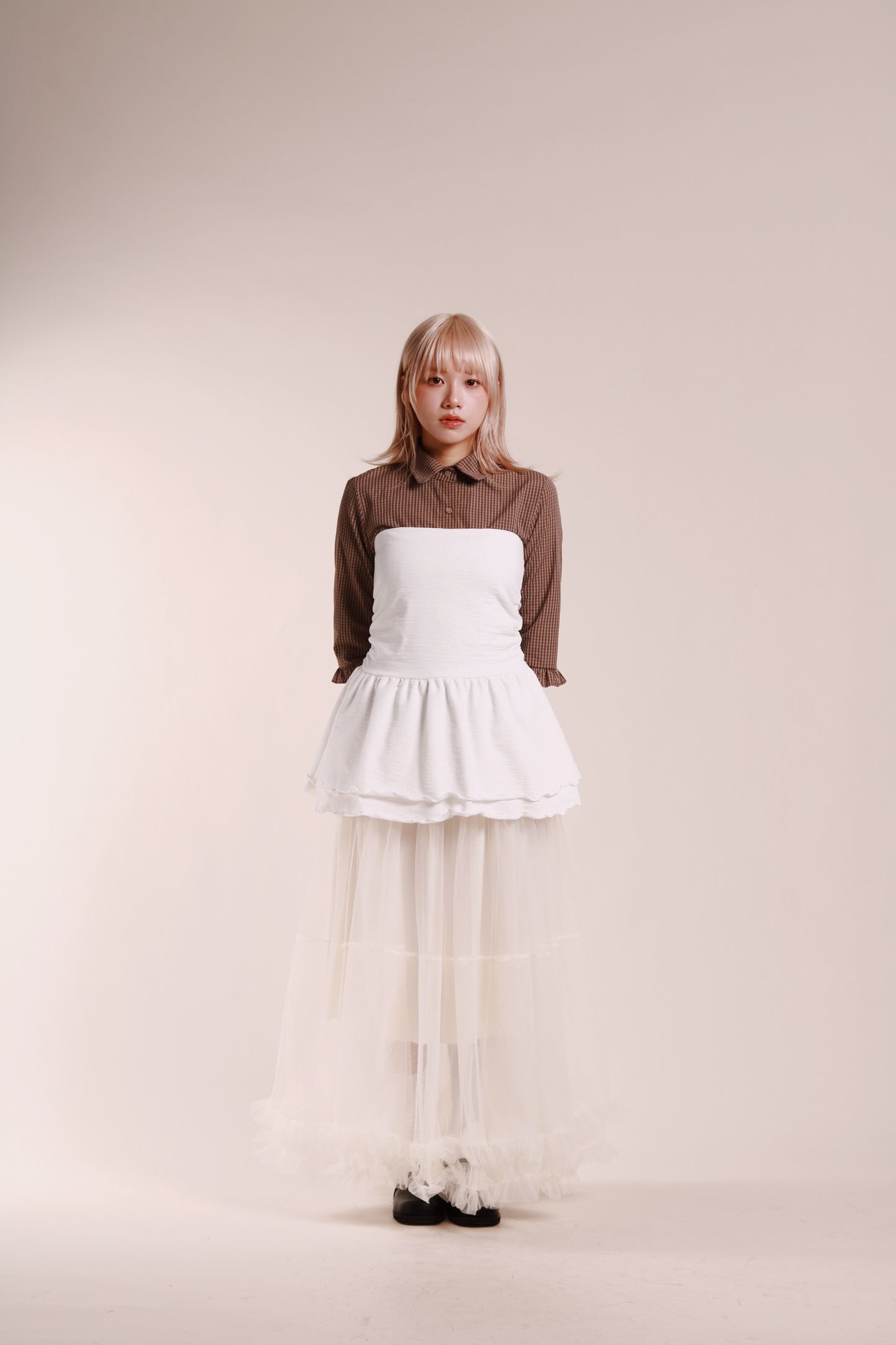 Ruffle Tube Mini Dress (White)