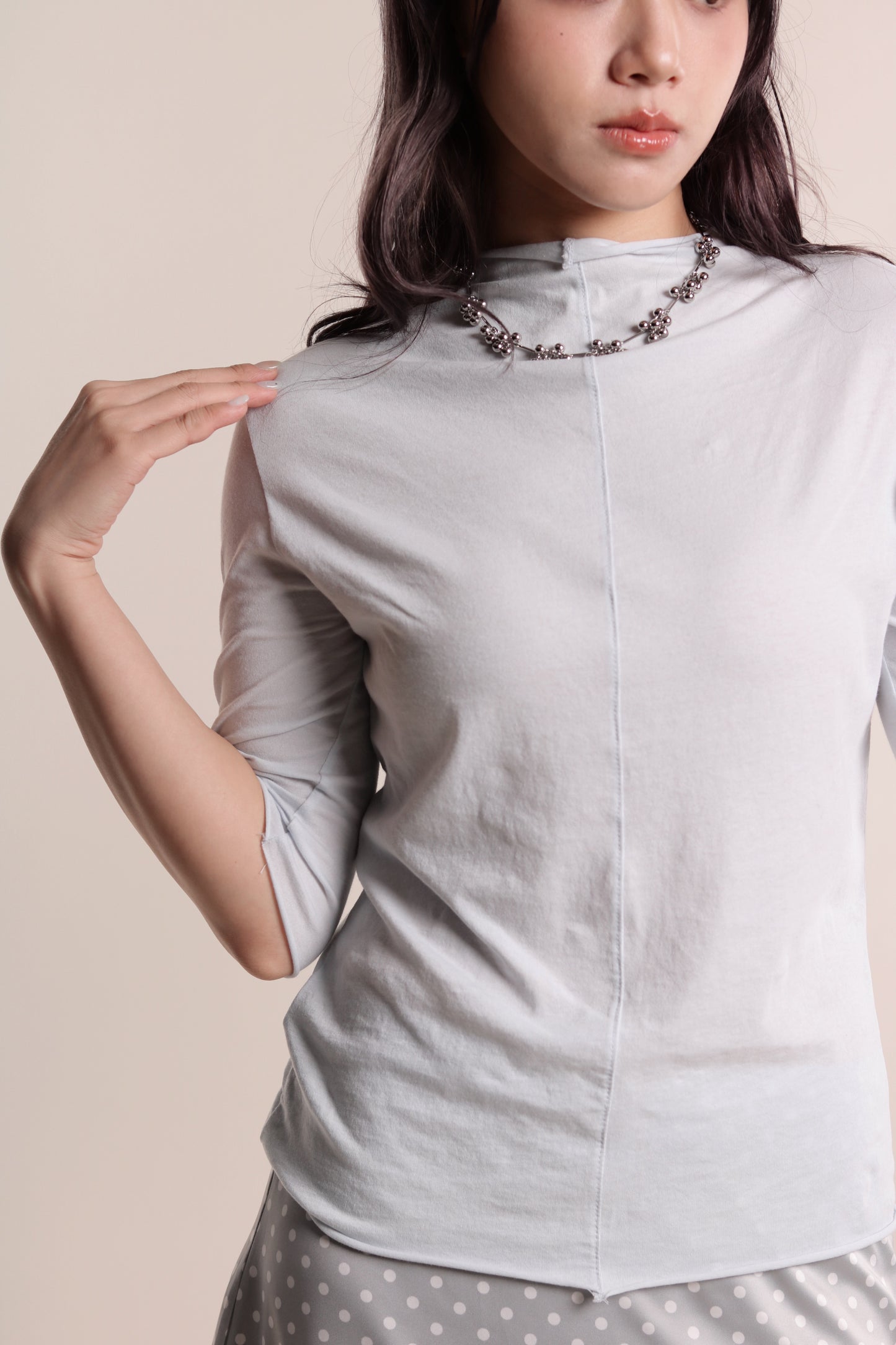 Pure Mock Neck Top (Baby Blue)