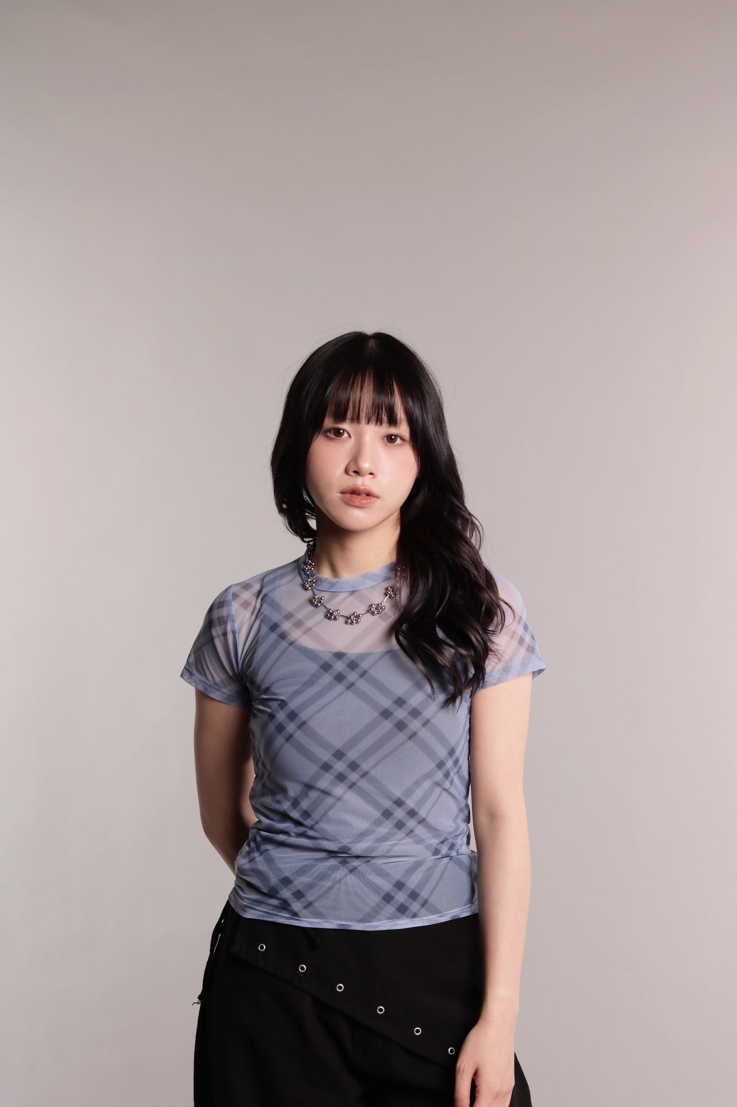 Checker Mesh Tee (Blue)