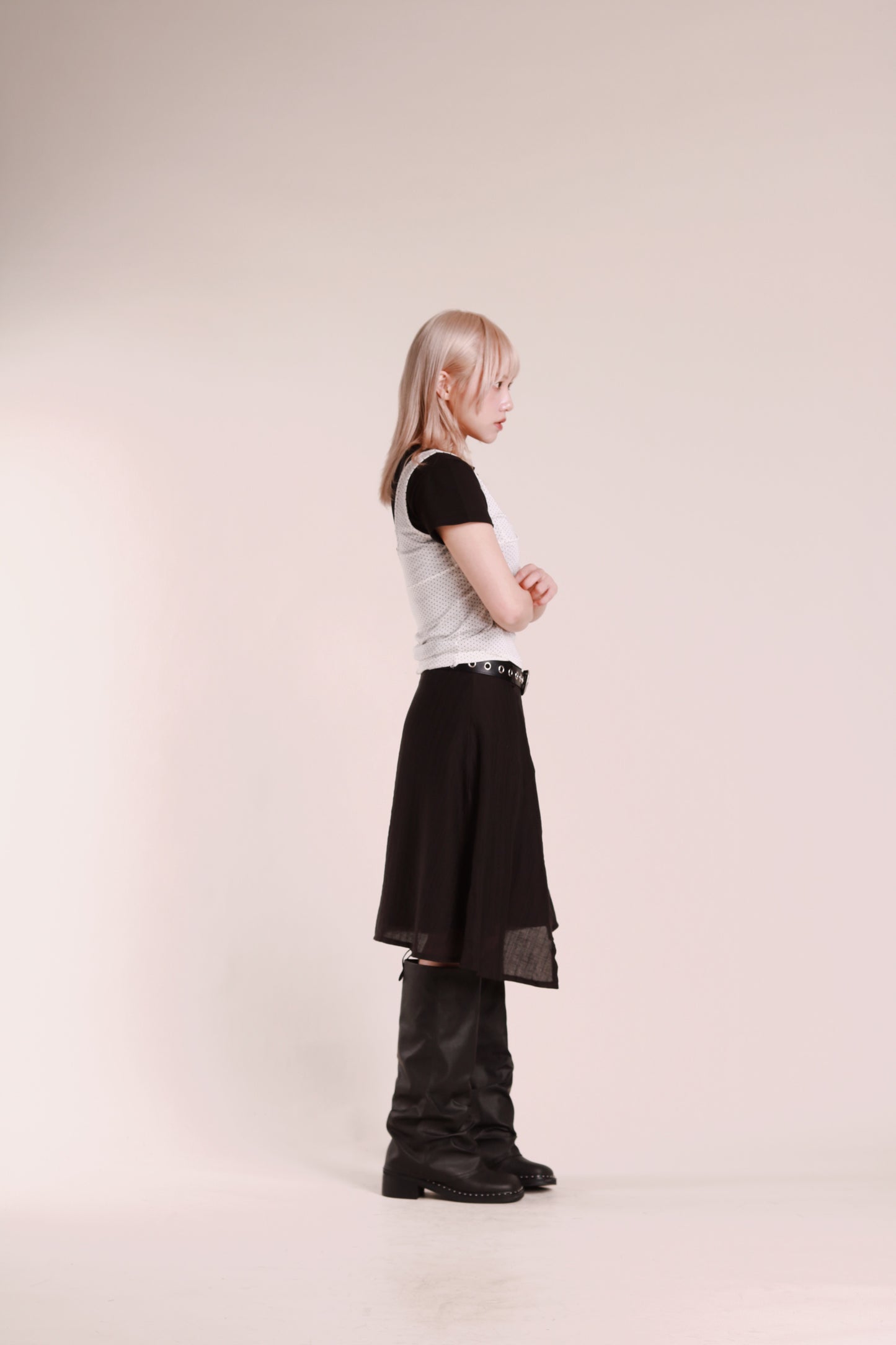 Asymmetric Mini Skirt (Black)