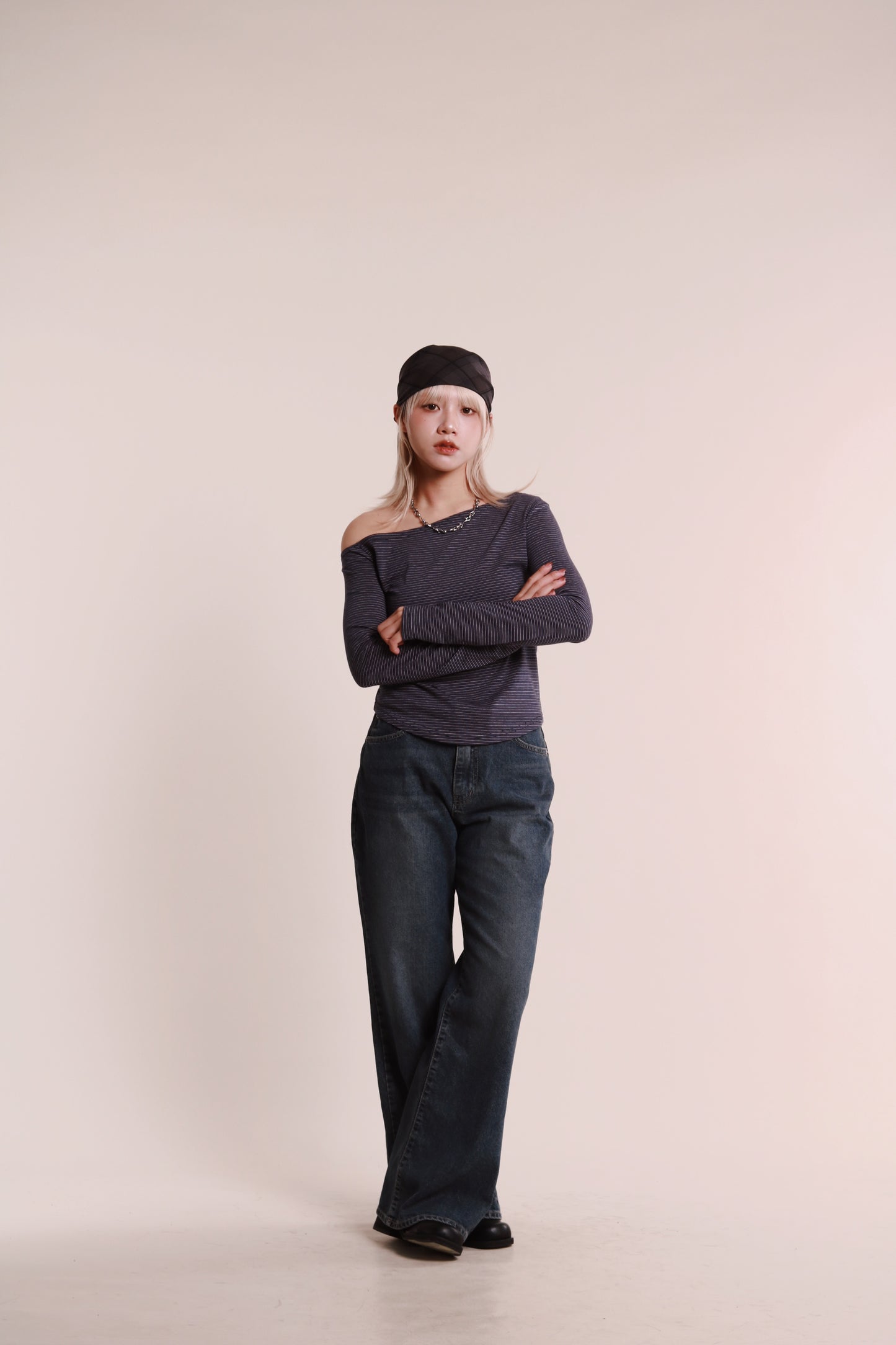 Striped One Shoulder Top (Blue)