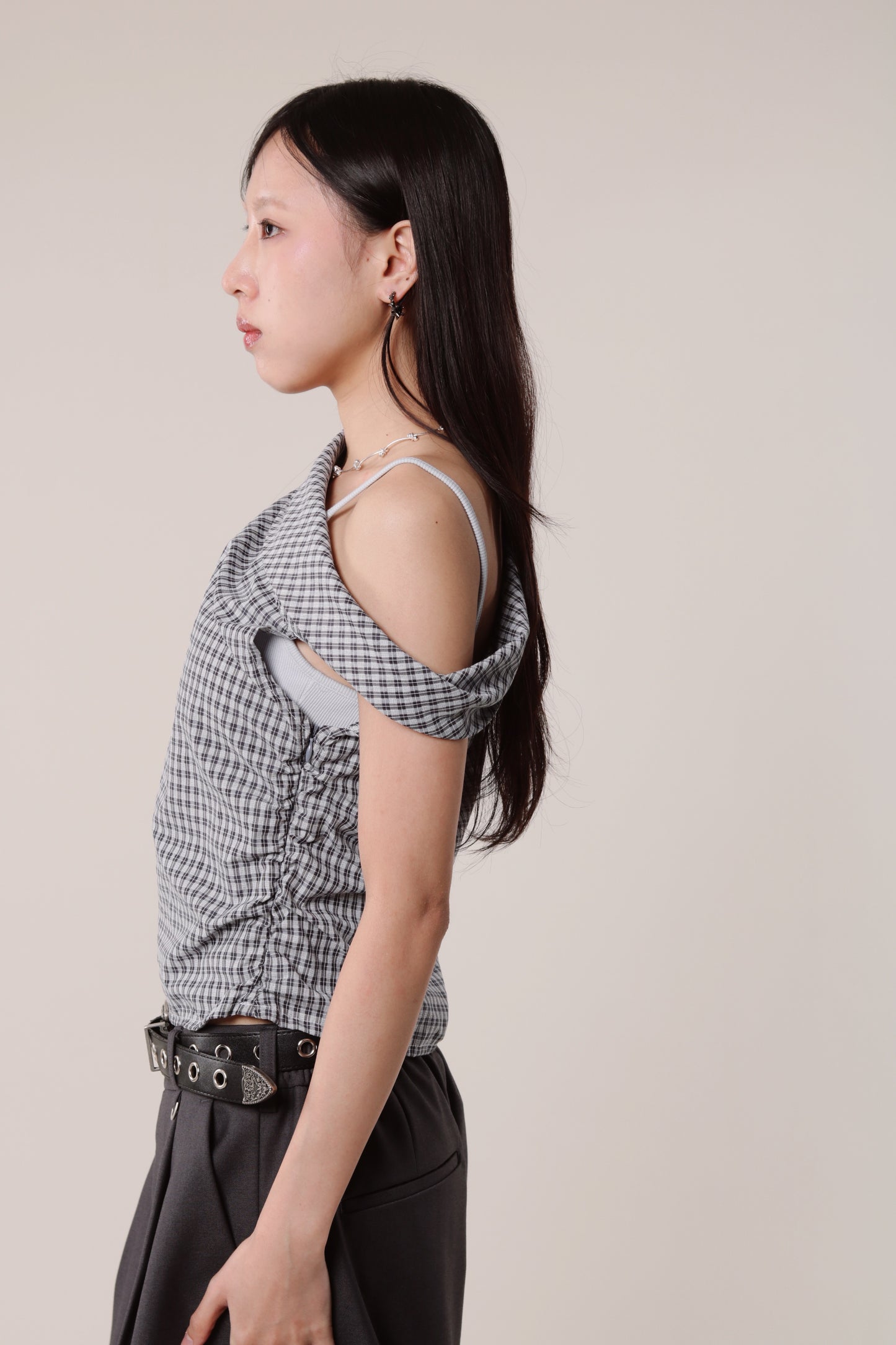 Checkered Devon Top (Ivory)
