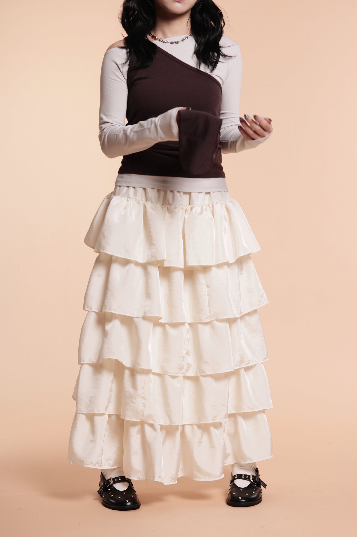 Ruffle Tiered Skirt (Ivory)
