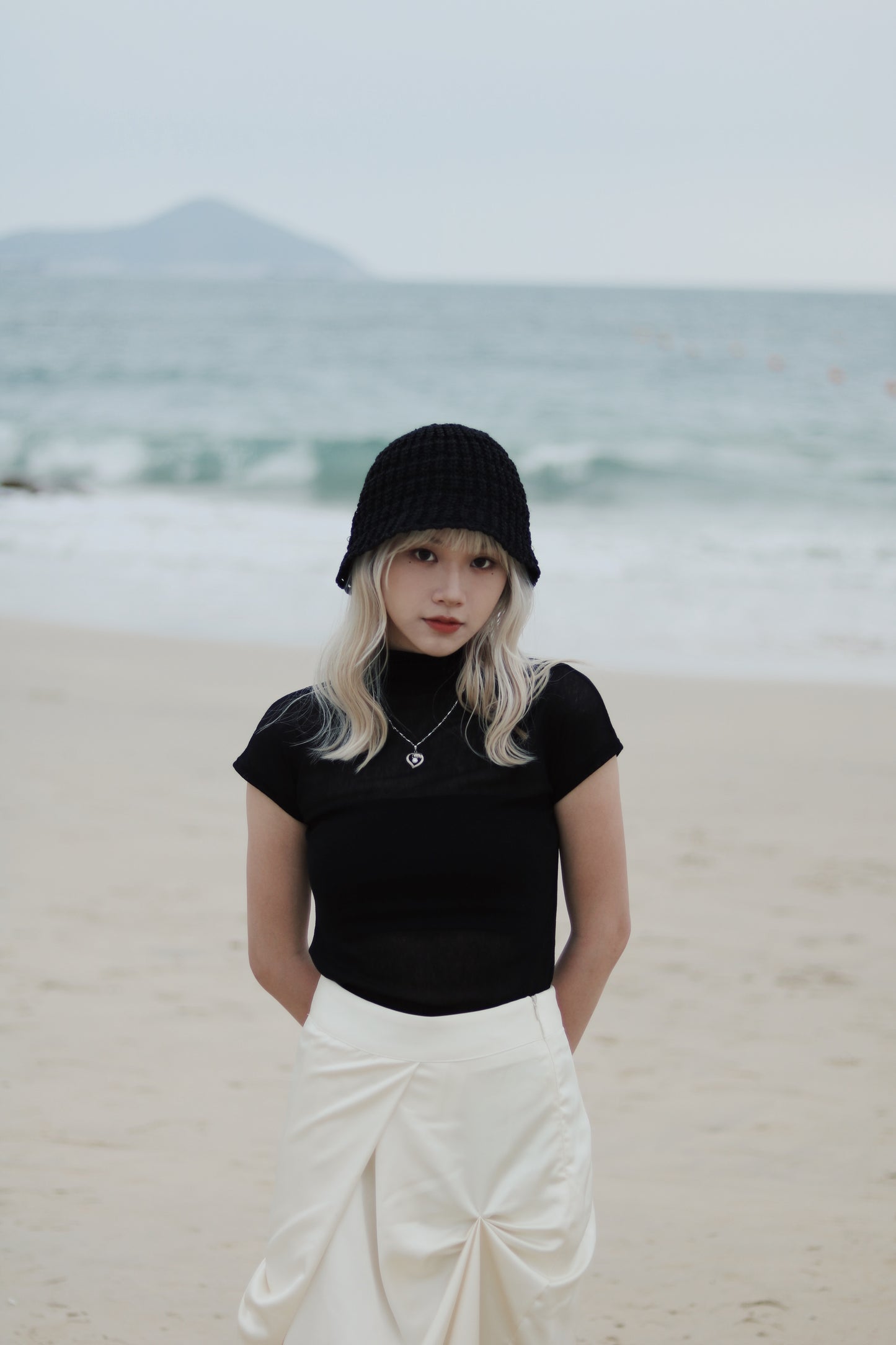 Cap Sleeve Mock Neck Top (Black)