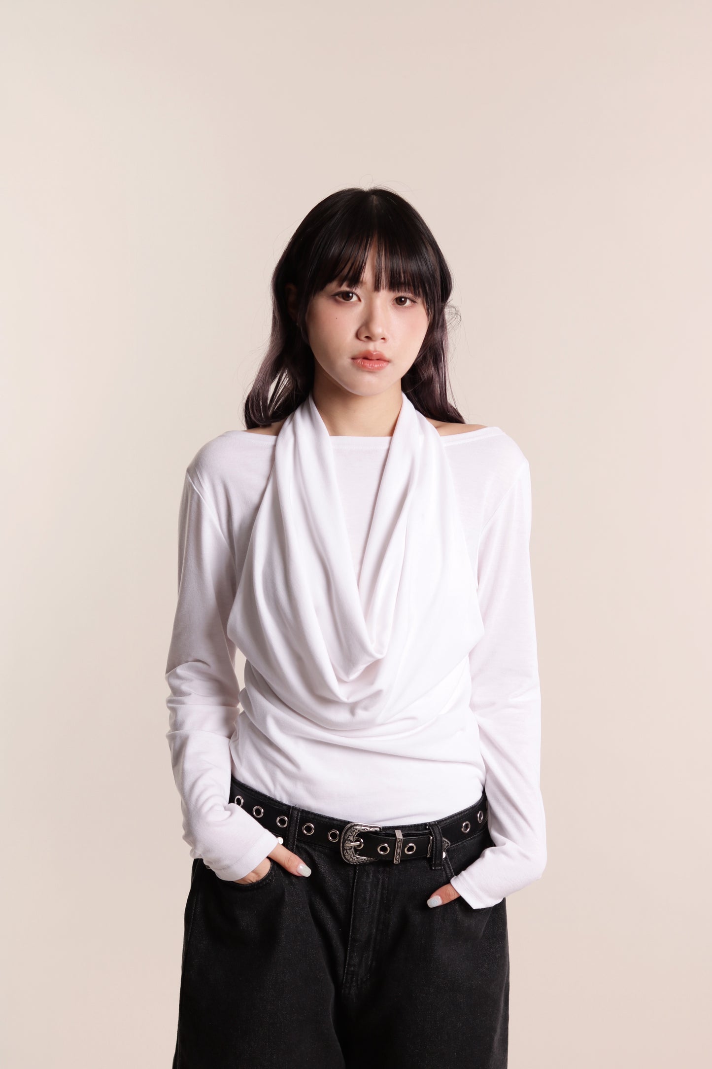 Grace Layered Drape Top (White)