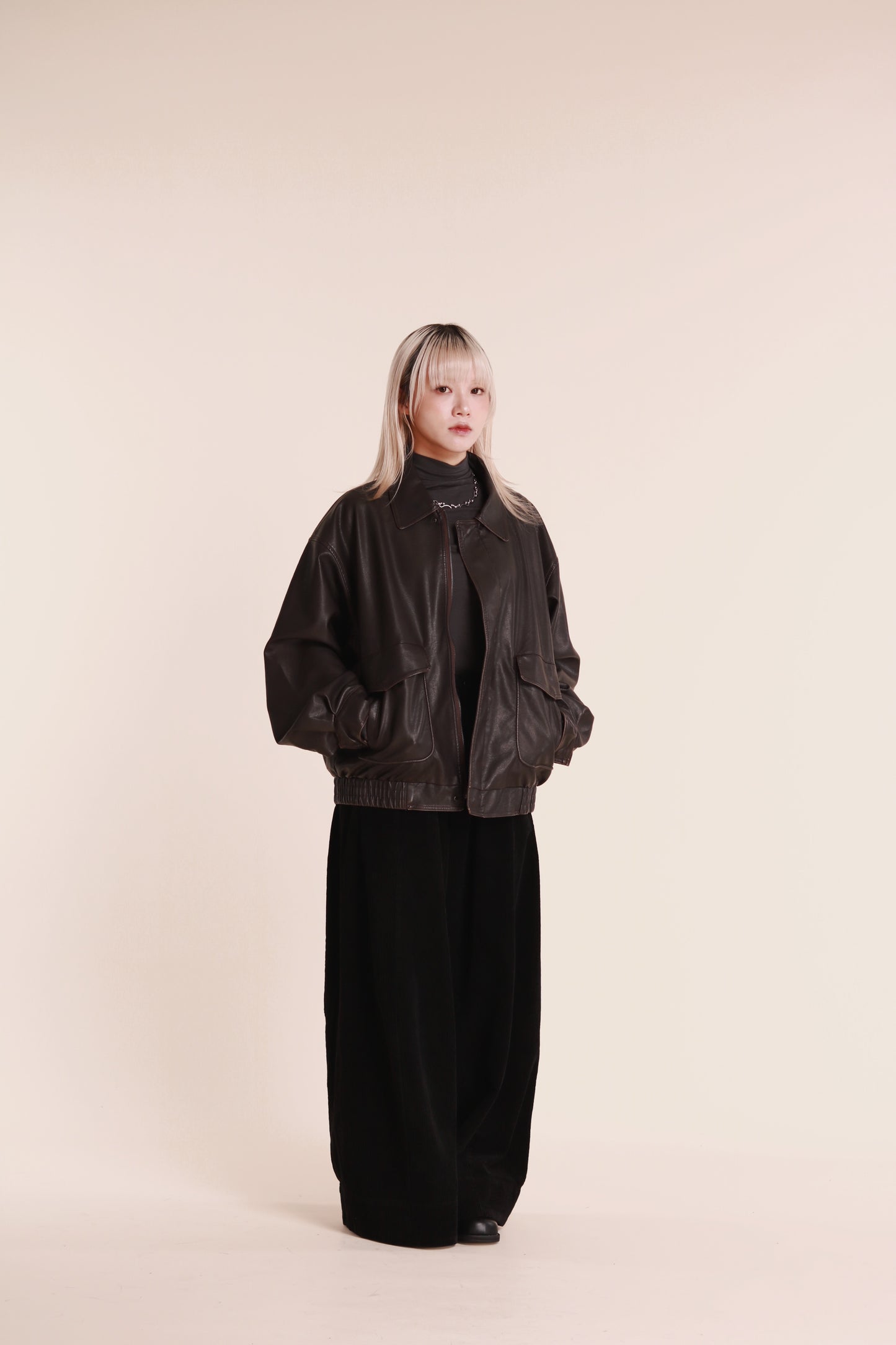 Corduroy Wide Pants (Black)