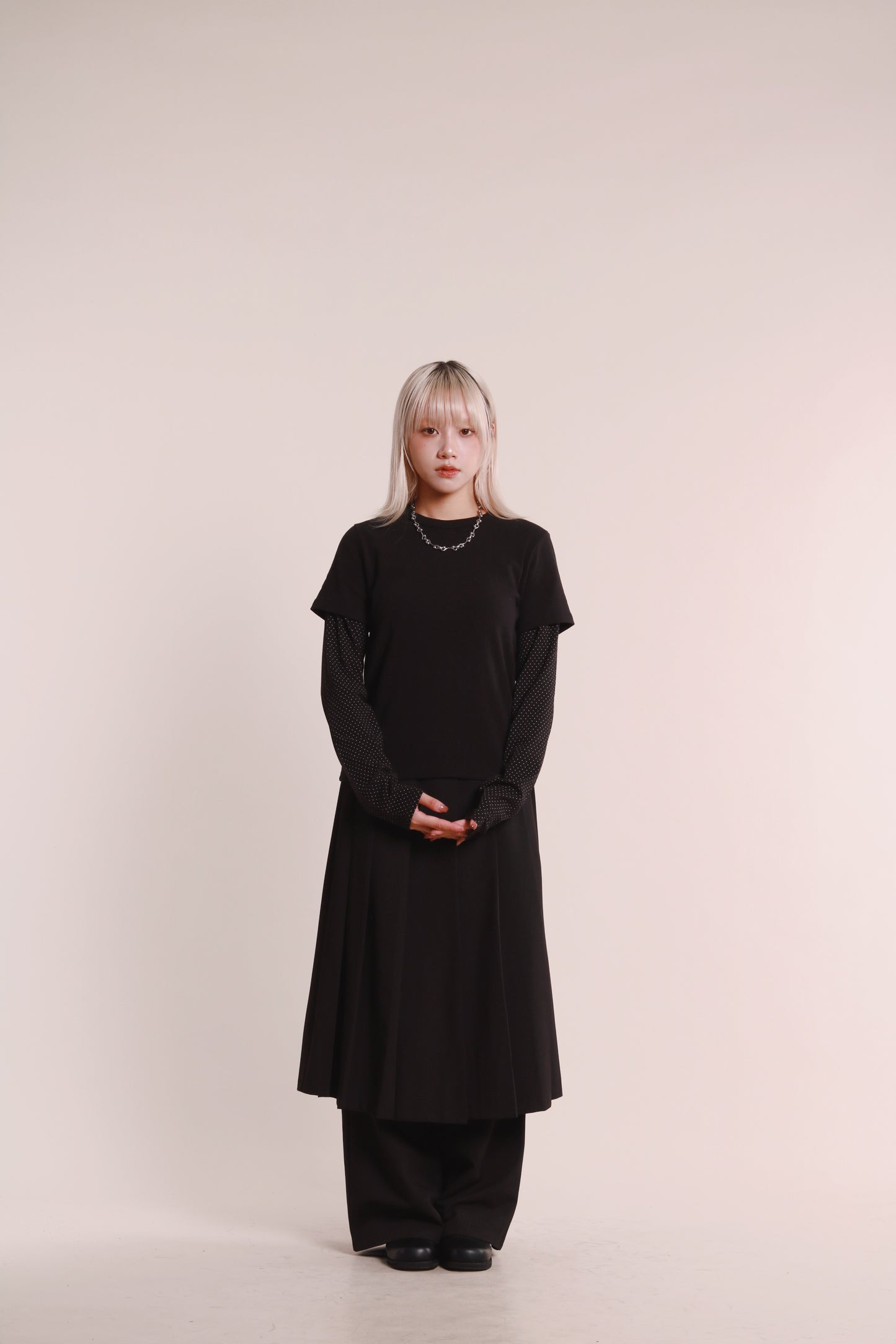 Layered Pleat Pants (Black)