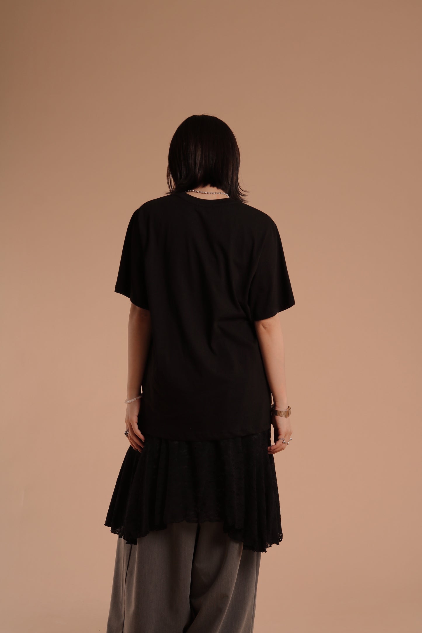 Lace Layered Mini Skirt (Black)