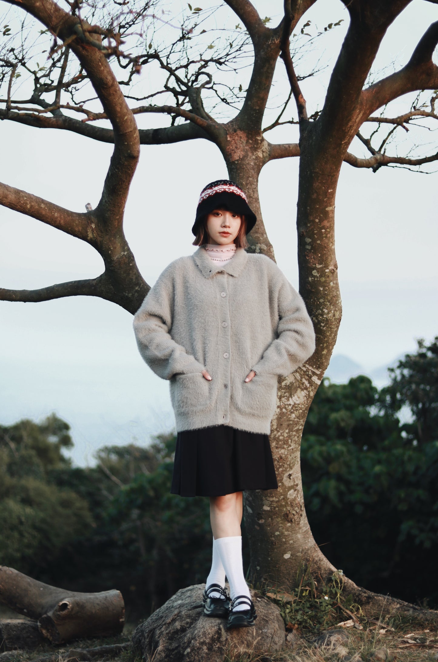 Doll Pleated Mini Skirt (Black)