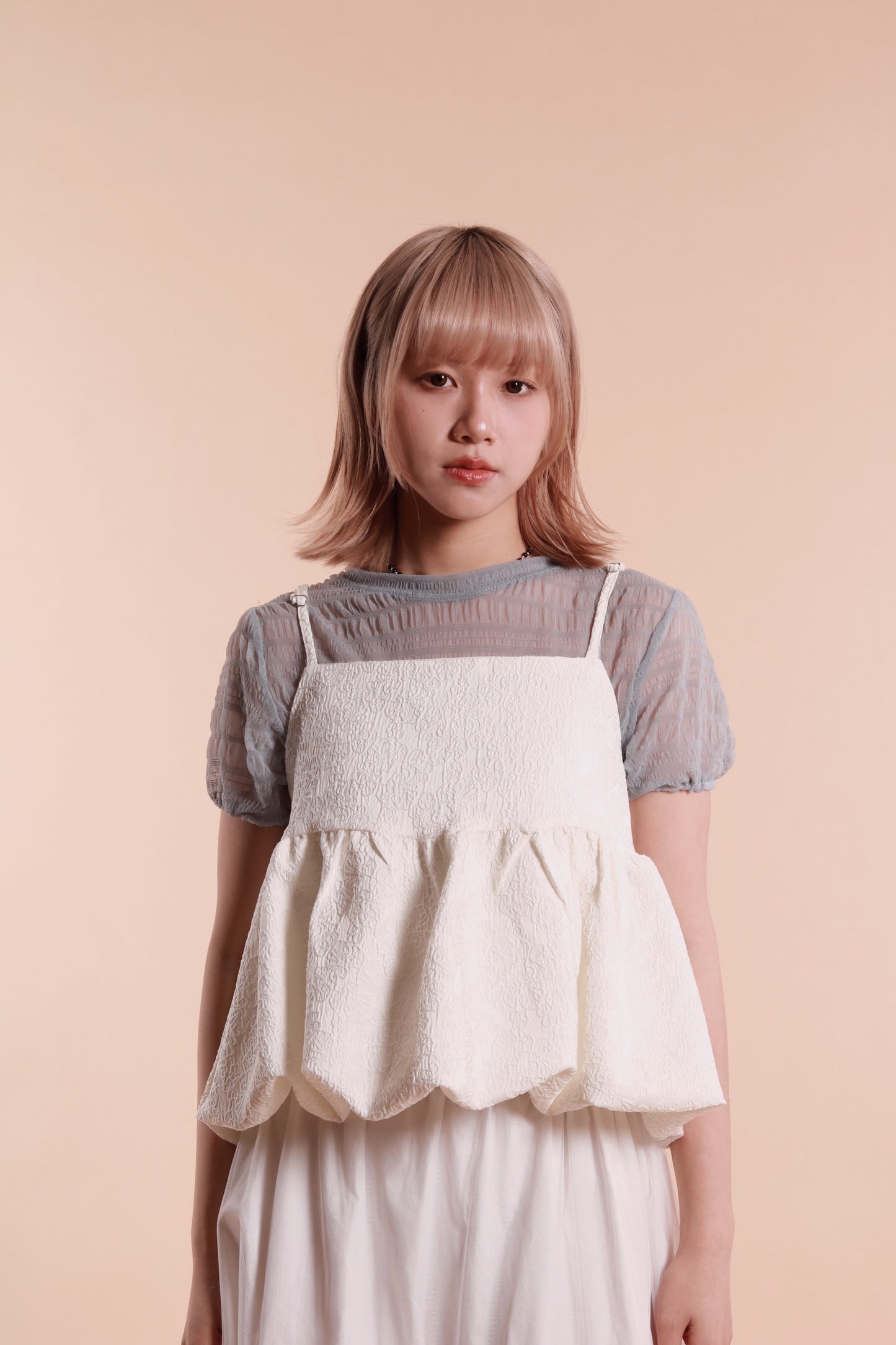 Bubble Pudding Sleeveless Top (White)
