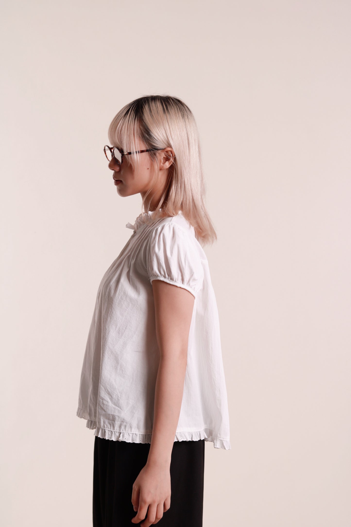 Puff Sleeve Blouse (White)