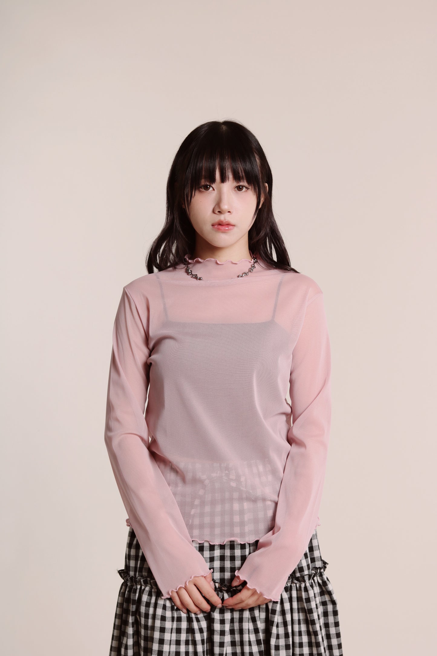 Ruffle See Through Top (Pink)