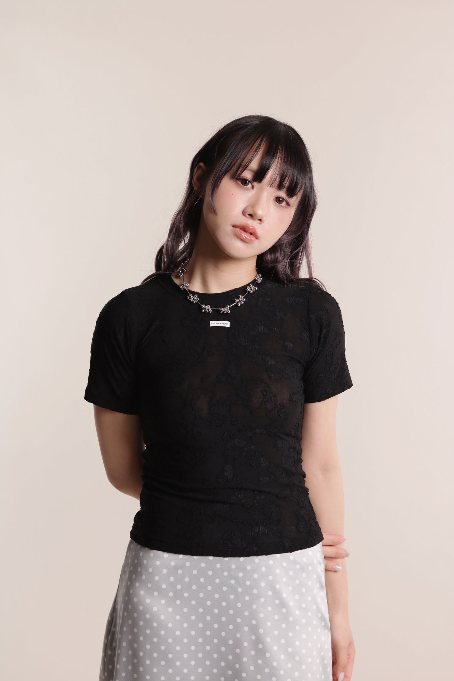 Mesh Flower Top (Black)