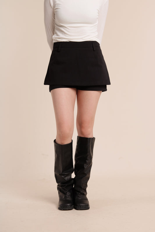 Belted Pants Skirt (Black)