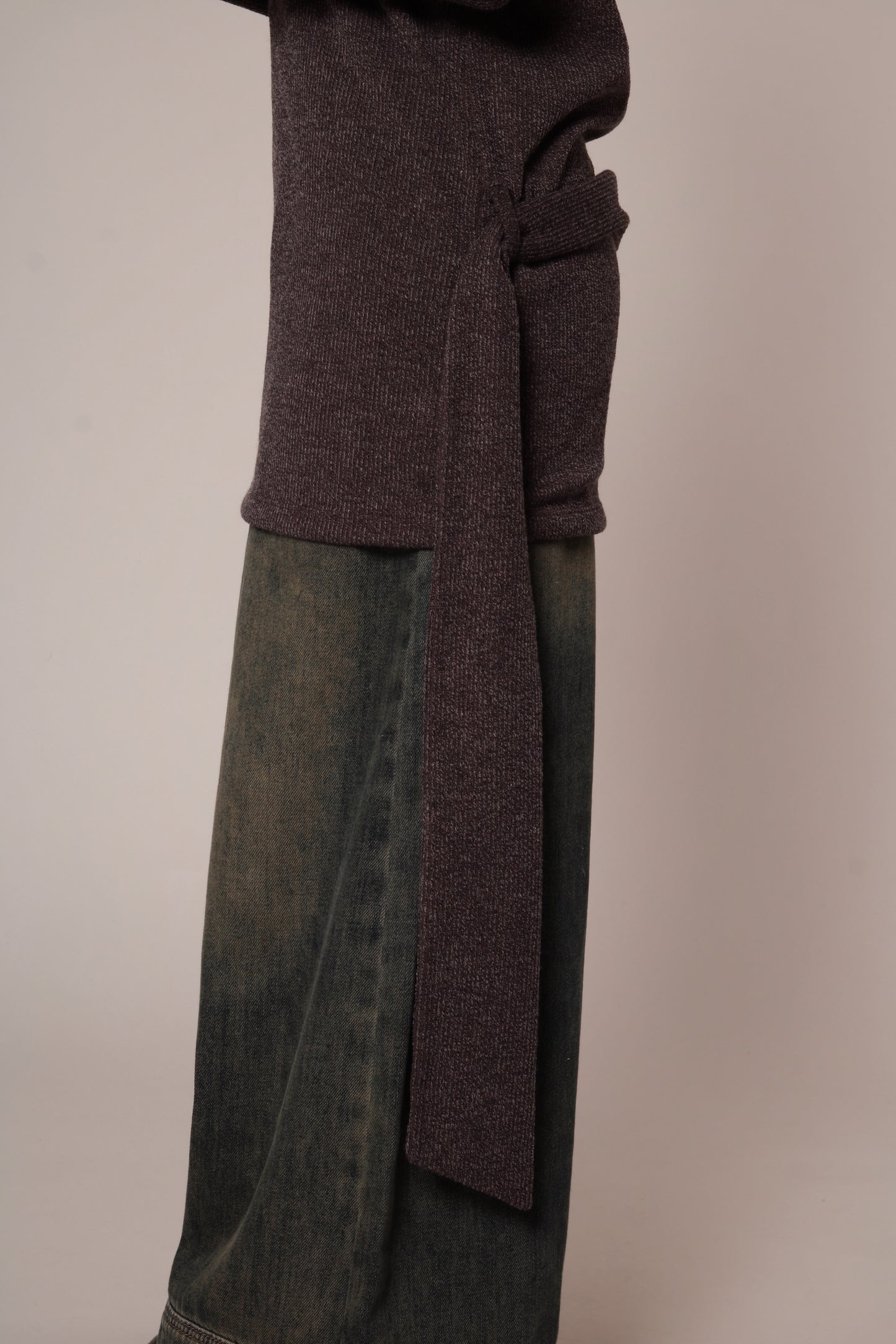 Off Shoulder Knit Top (Charcoal)