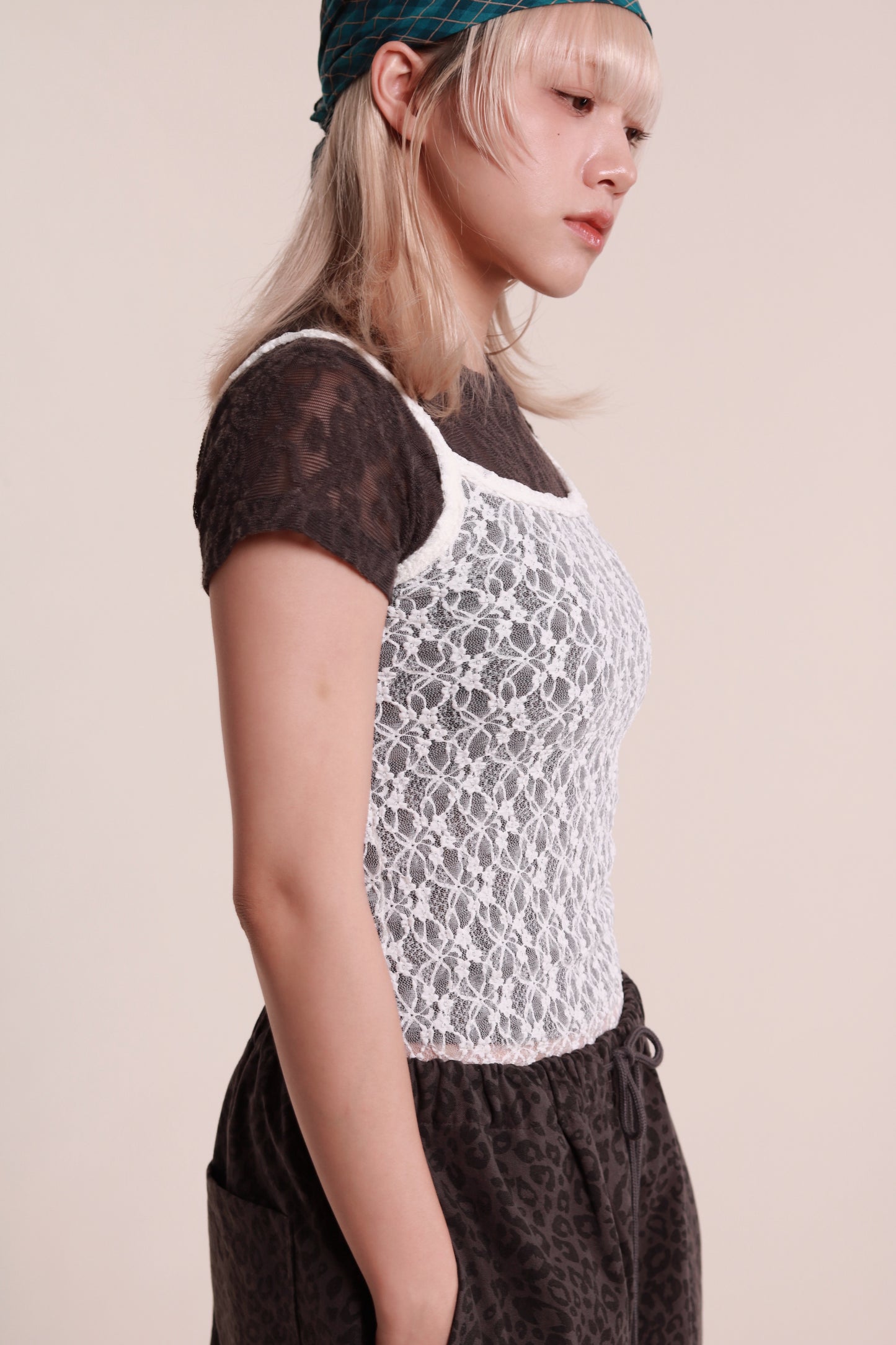 Mesh Sleeveless Top (White)