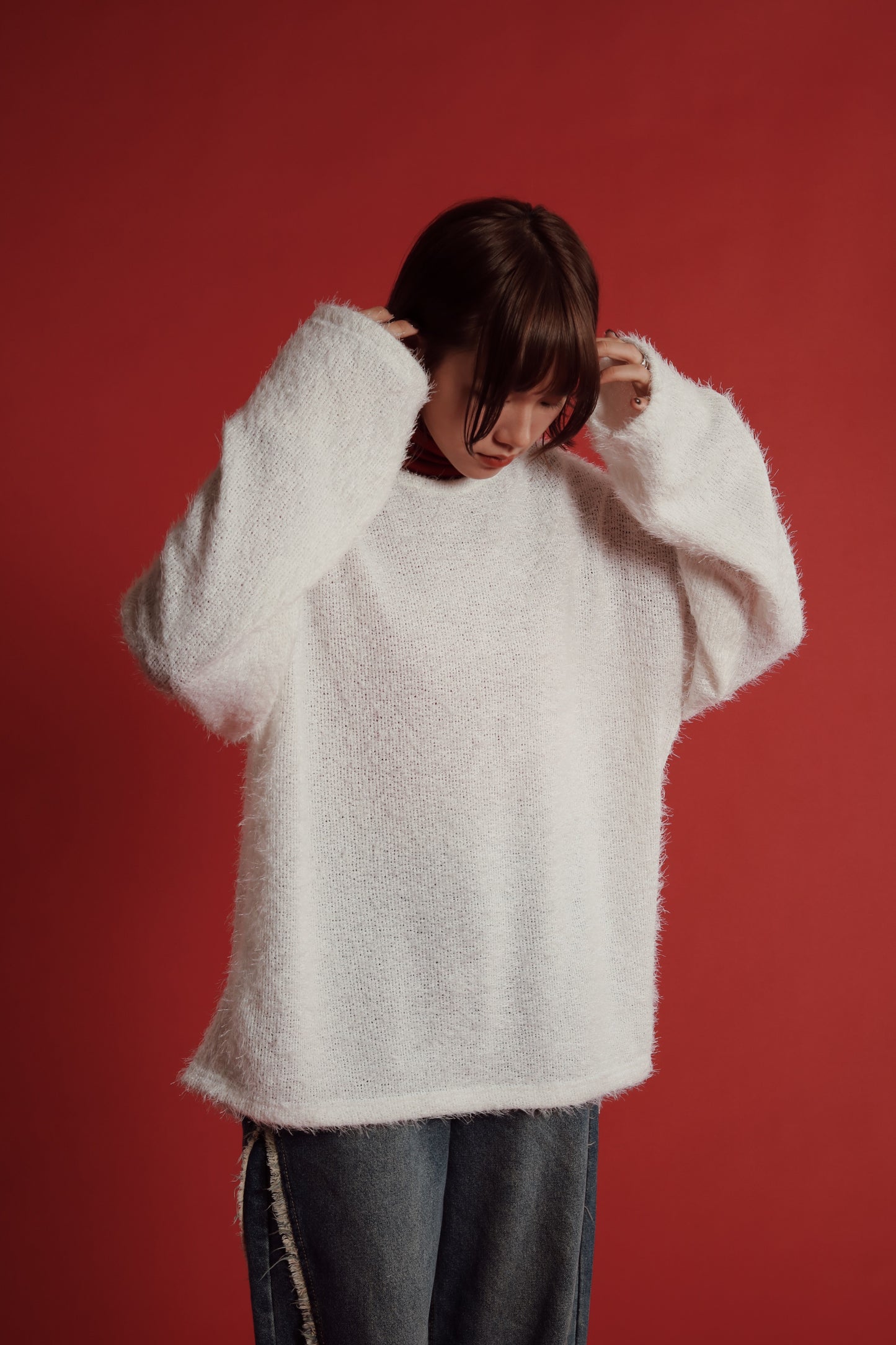 Fluffy Oversize Top (White)