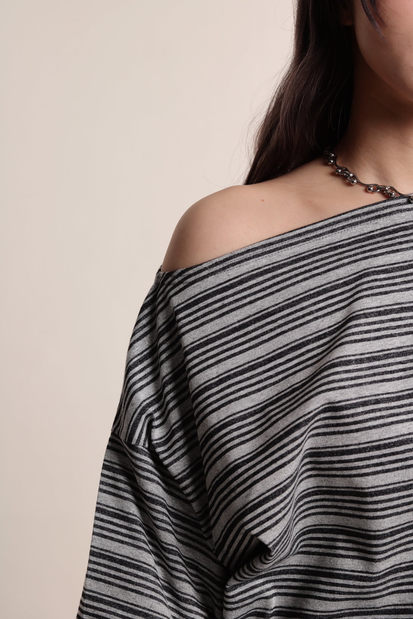 Oversized Stripe Top (Grey)