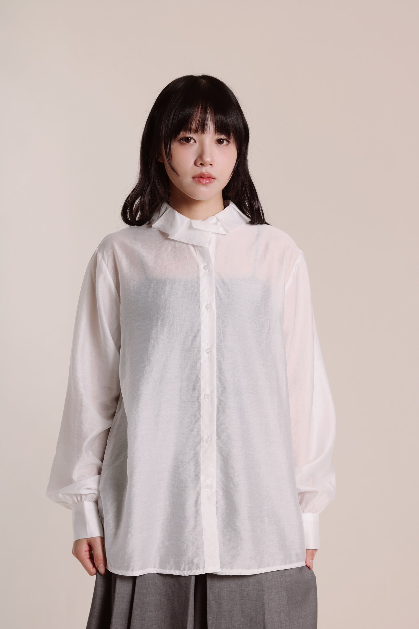 Sheer Collar Shirt (White)