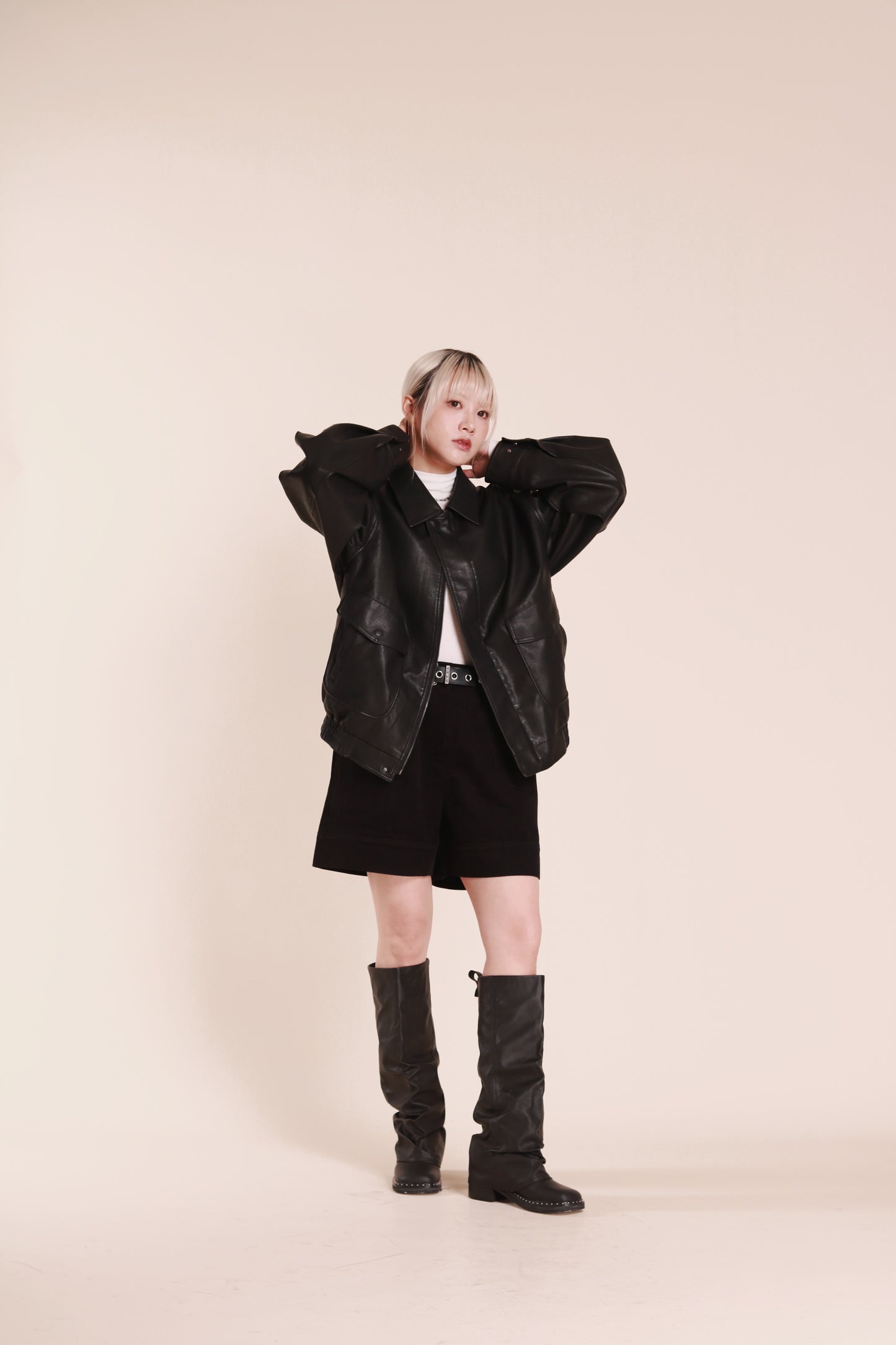 Oversized Leather Jacket (Black)