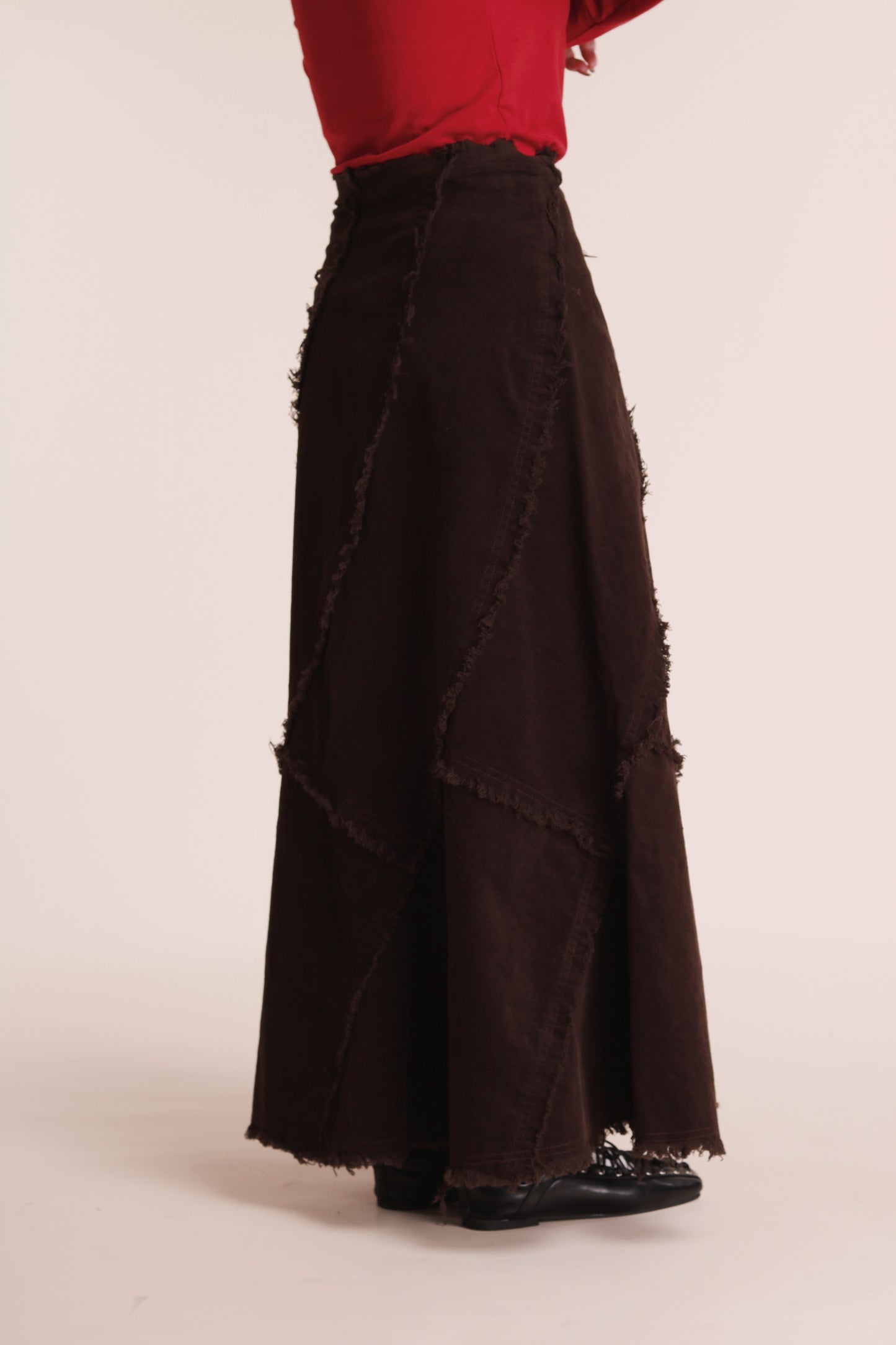 Frayed Mermaid Skirt (Brown)