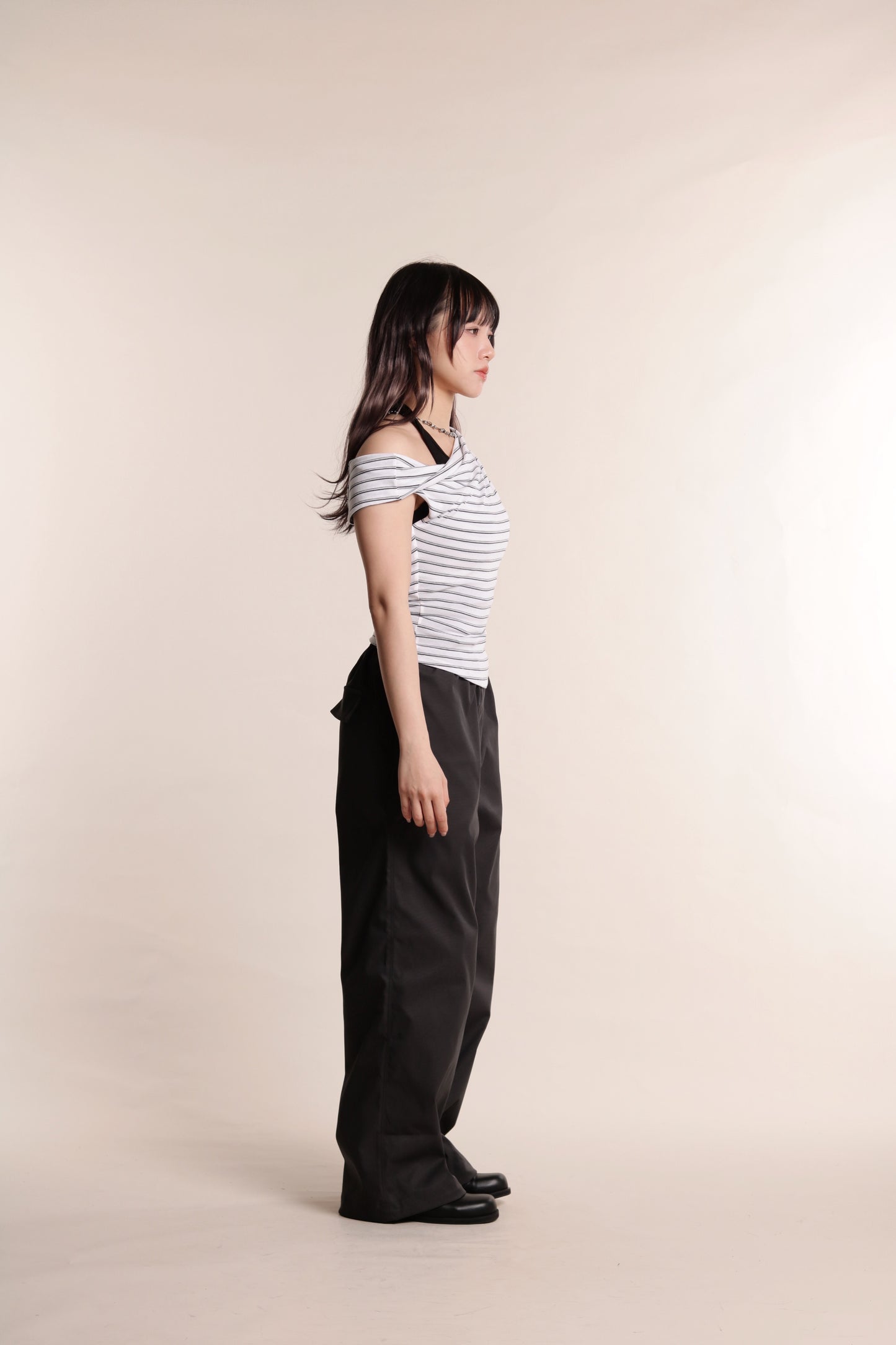 Asymmetric Striped Top (Black)
