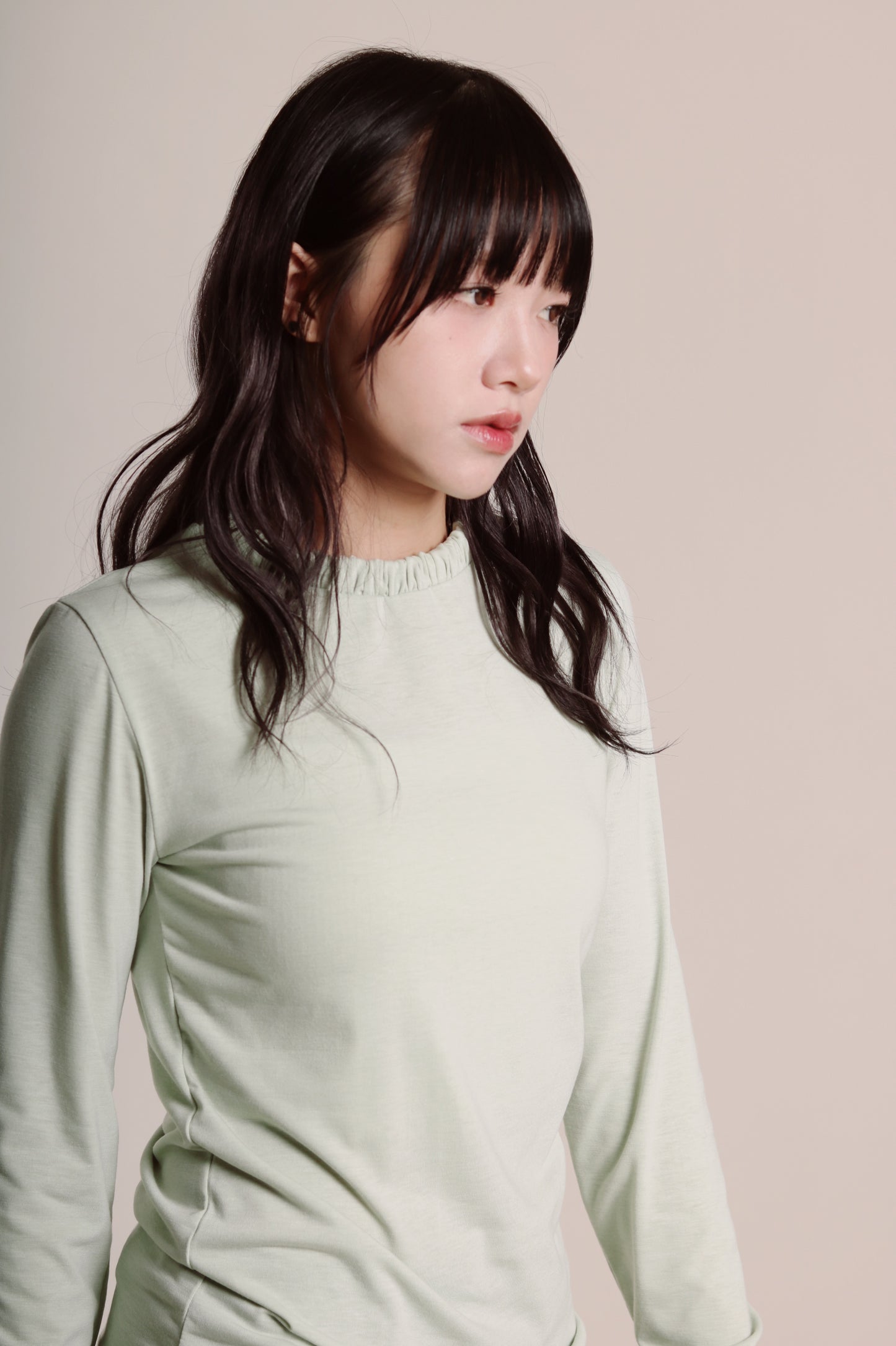 Soft Gathered Neck Top (Matcha)