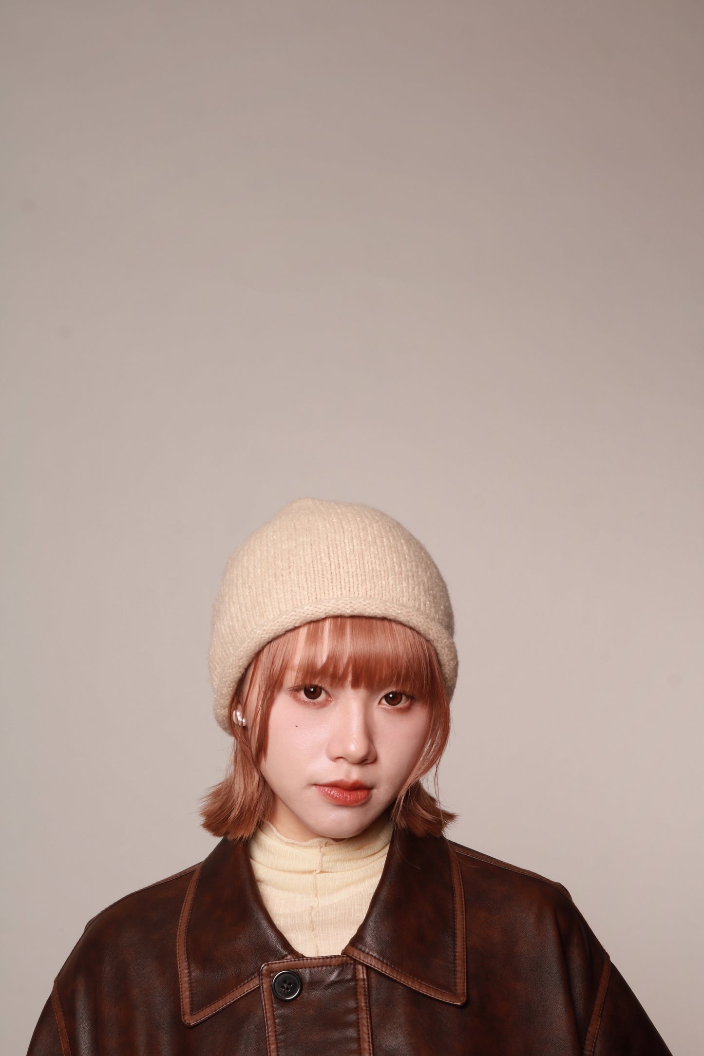 Gathered Ribbon Beanie (Beige/Black/Charcoal/Pink/Red)