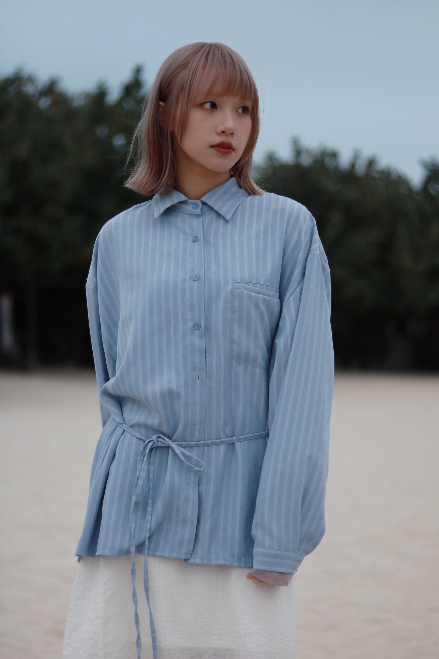 Relaxed Belt Shirt (Blue)