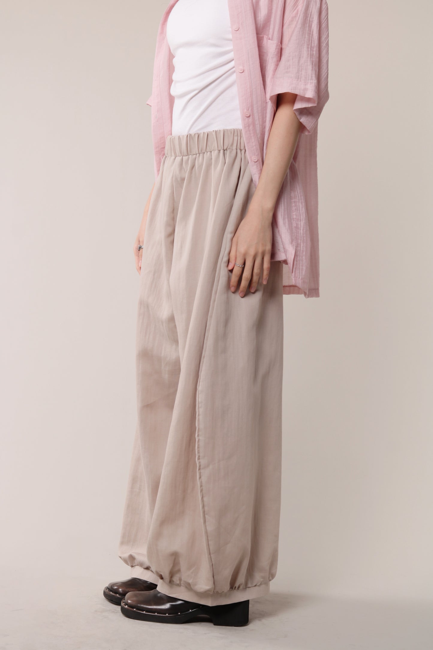 Linen Bubble Pants (Beige)