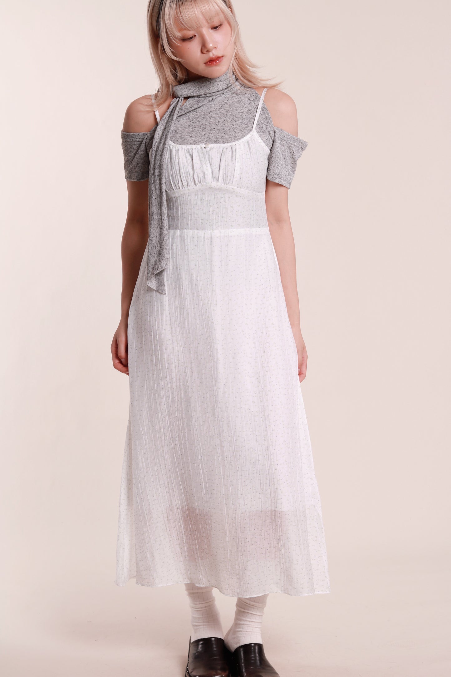 Floral Sleeveless Dress (White)