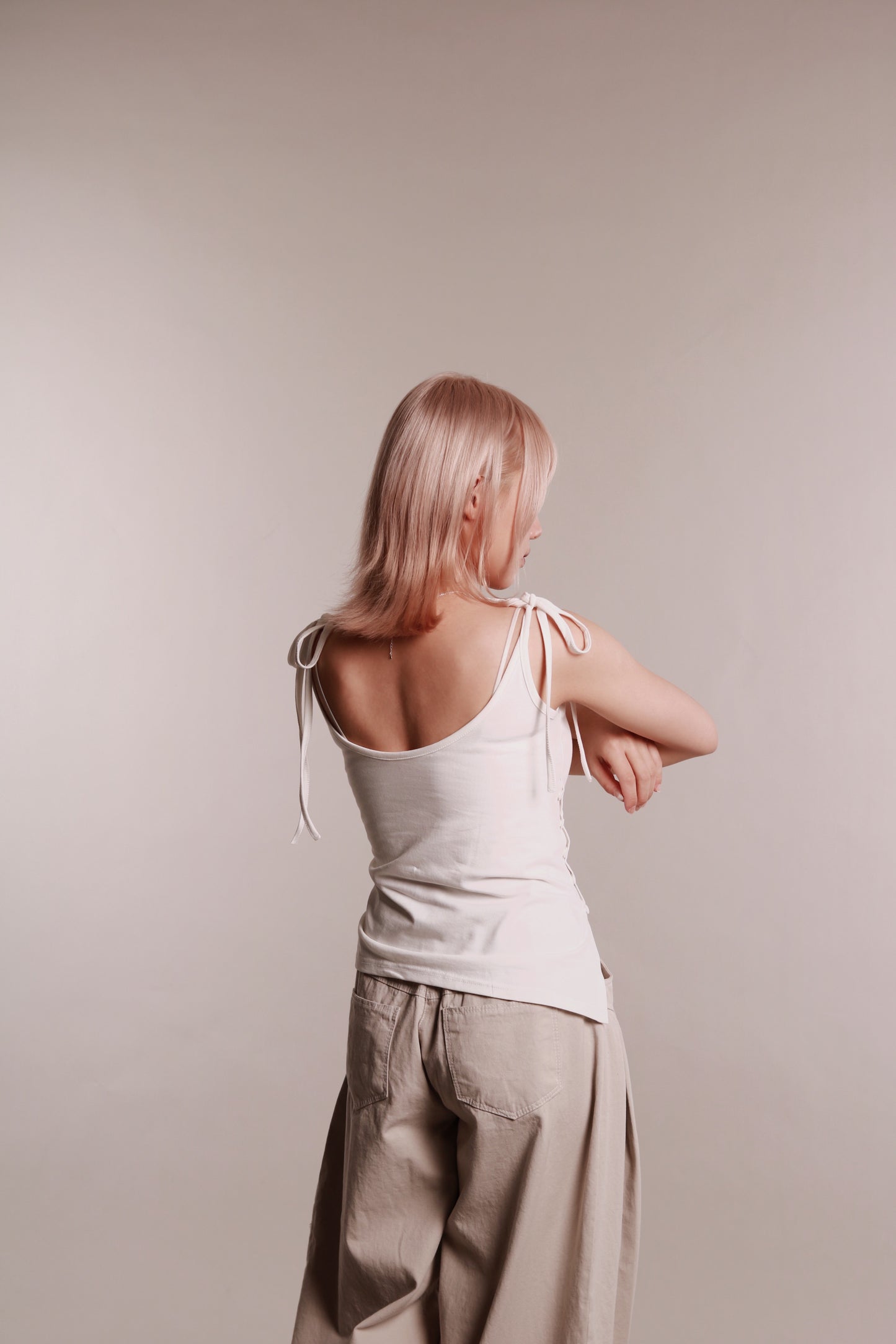 Side Cut Dance Top (White)