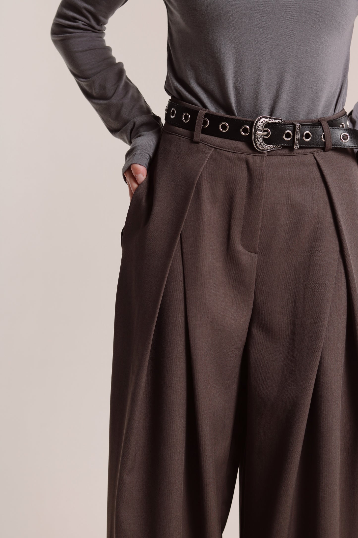 Spring Pleat Pants (Brown)