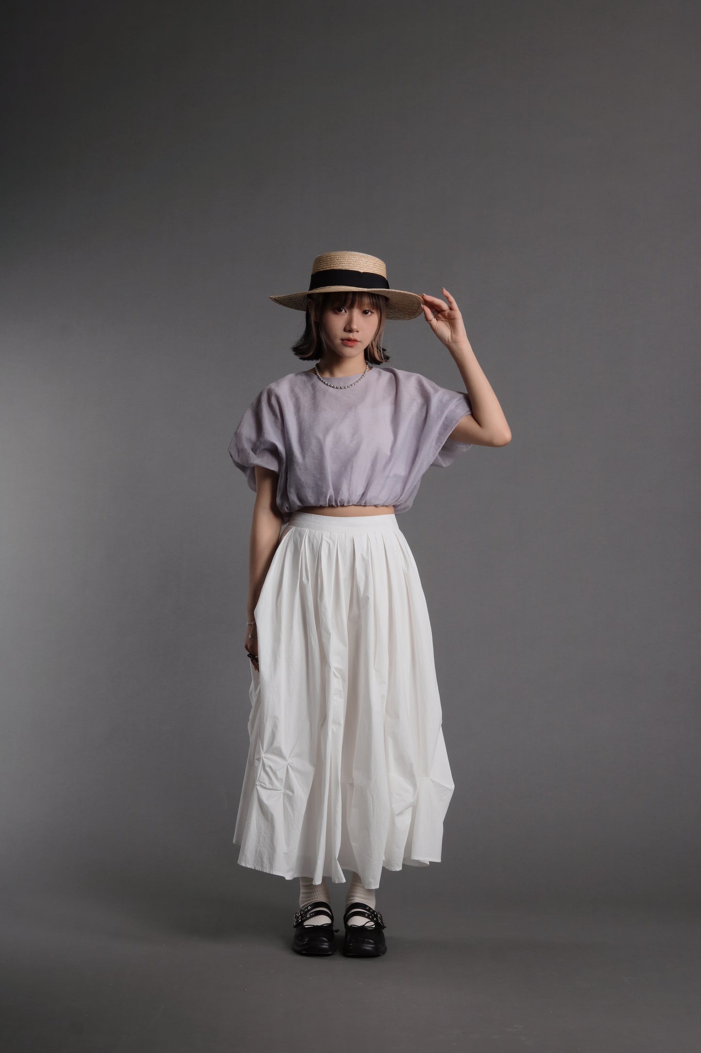 Doll Gathered Skirt (White)